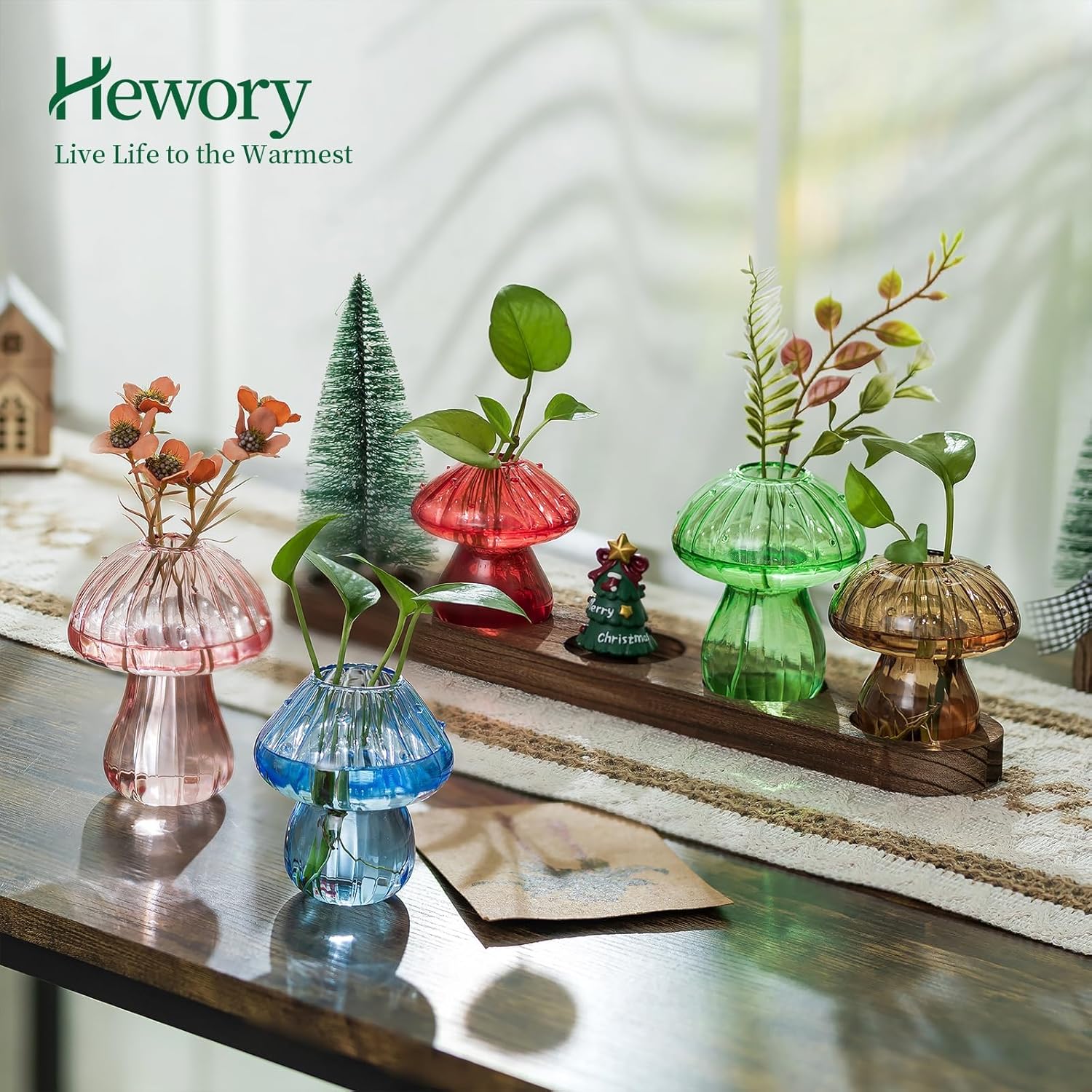 5PCS Glass Propagation Station for Plant & 5PCS Cute Mini Strawberry Vase