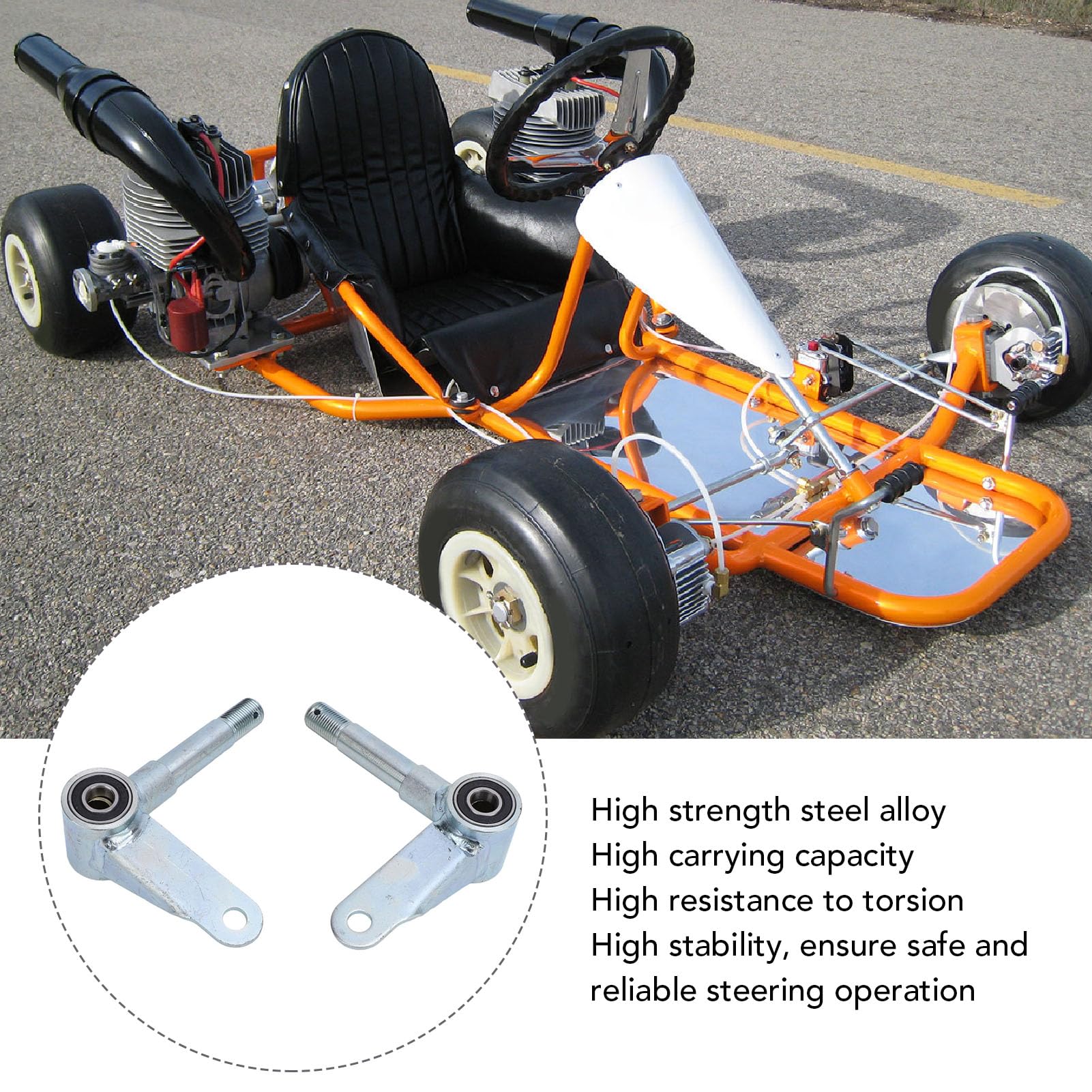 SIXRUN Eje de volante Go Kart con acero de aleación de alta resistencia para quad UTV 110, 125, 150, 200, 250, aumenta la seguridad y la estabilidad, fácil instalación