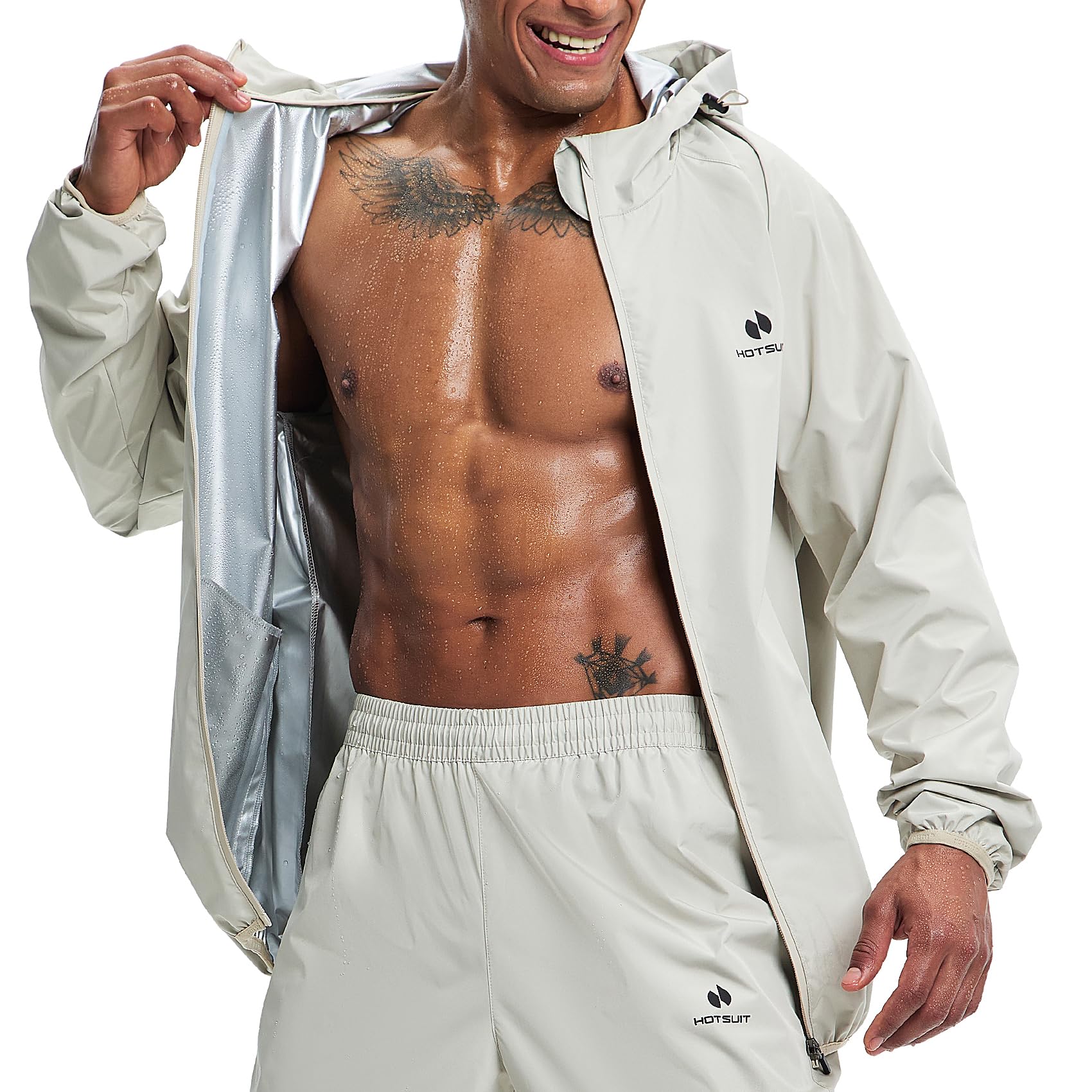 HOTSUIT sauna suits for men super sweat suit for men Black sauna jacket and pants for men