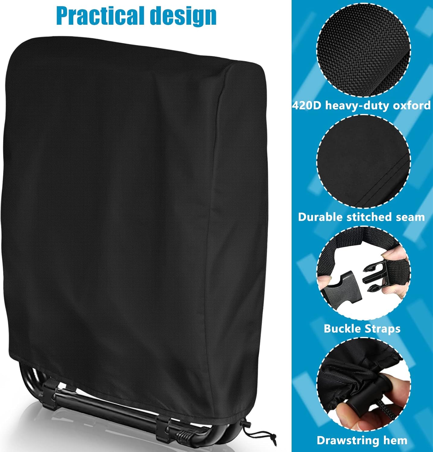 Kovshuiwe 2Pcs Outdoor Zero Gravity Folding Chair Cover Waterproof, Folding Chair Storage Covers All Weather, Dustproof 420D Oxford Anti Zero Gravity Chair Cover with Storage Bag, Black(96x84 cm，2Pcs)