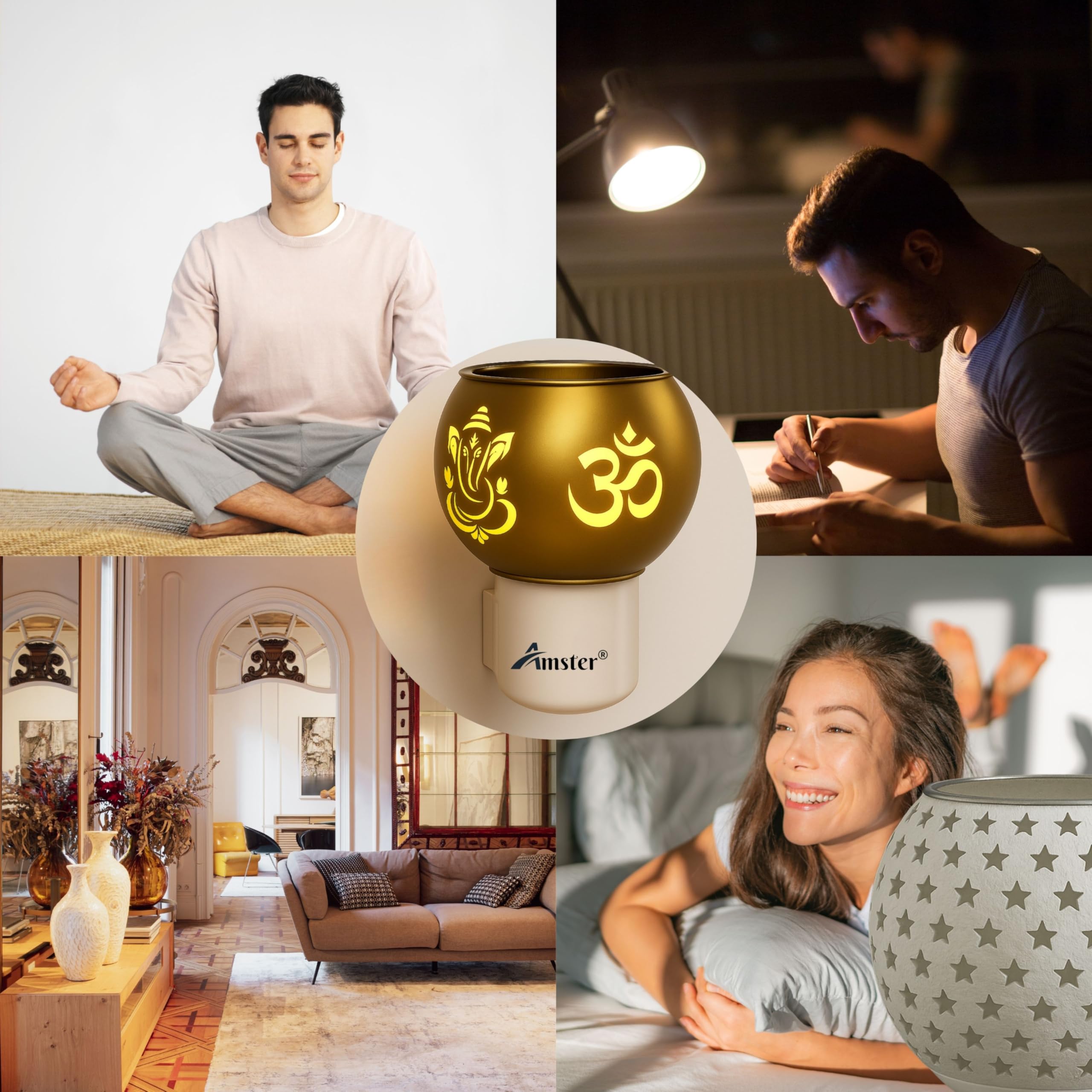 Amster Electric Essential Oil Diffuser for Camphor & Aromatherapy – Silent Aroma Diffuser for Meditation, Yoga, Home & Office Décor, Efficient Diffusion of Fragrance (Pack of 1) (GL Camphor Diffuser) 4