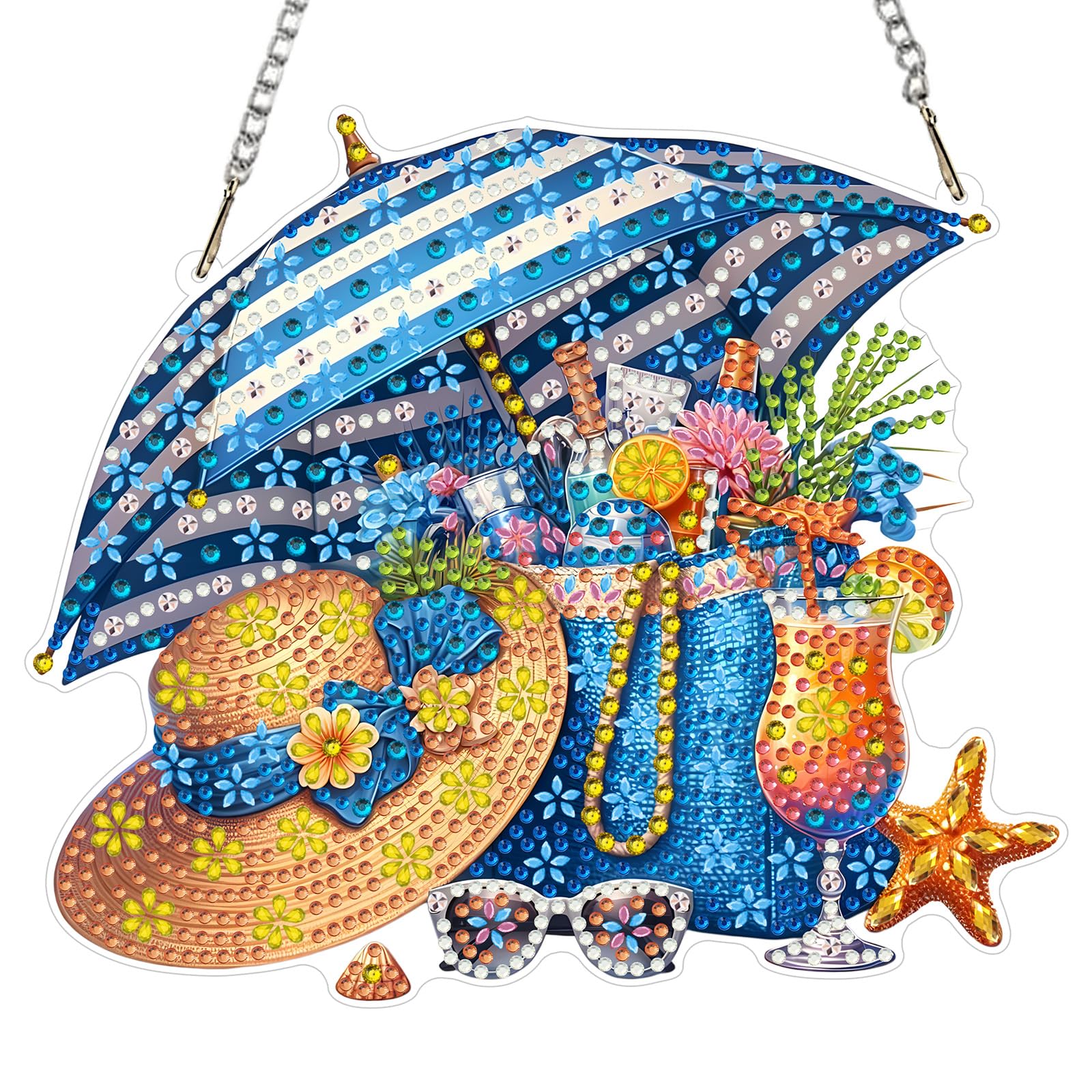 MEIYUDA Hanging Diamond Art Kits Adults Summer, Special Shaped Crystal Rhinestone Suncatcher, 5D Diamond Painting Kits for Adults Kids, DIY Gem Crystal Art Window Hanging Ornament