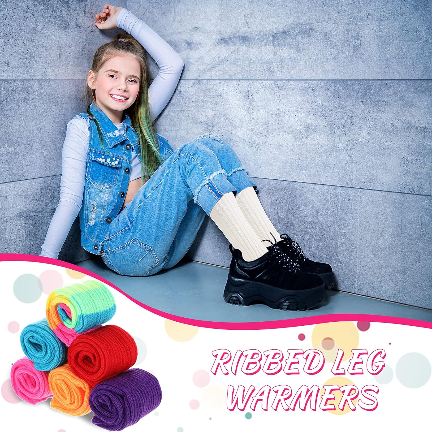 SATINIOR 80s Women Neon Leg Warmers Eighty's Ribbed Knit Tall Leg Warmers Costume for Halloween Party Sports Accessories - Image 4