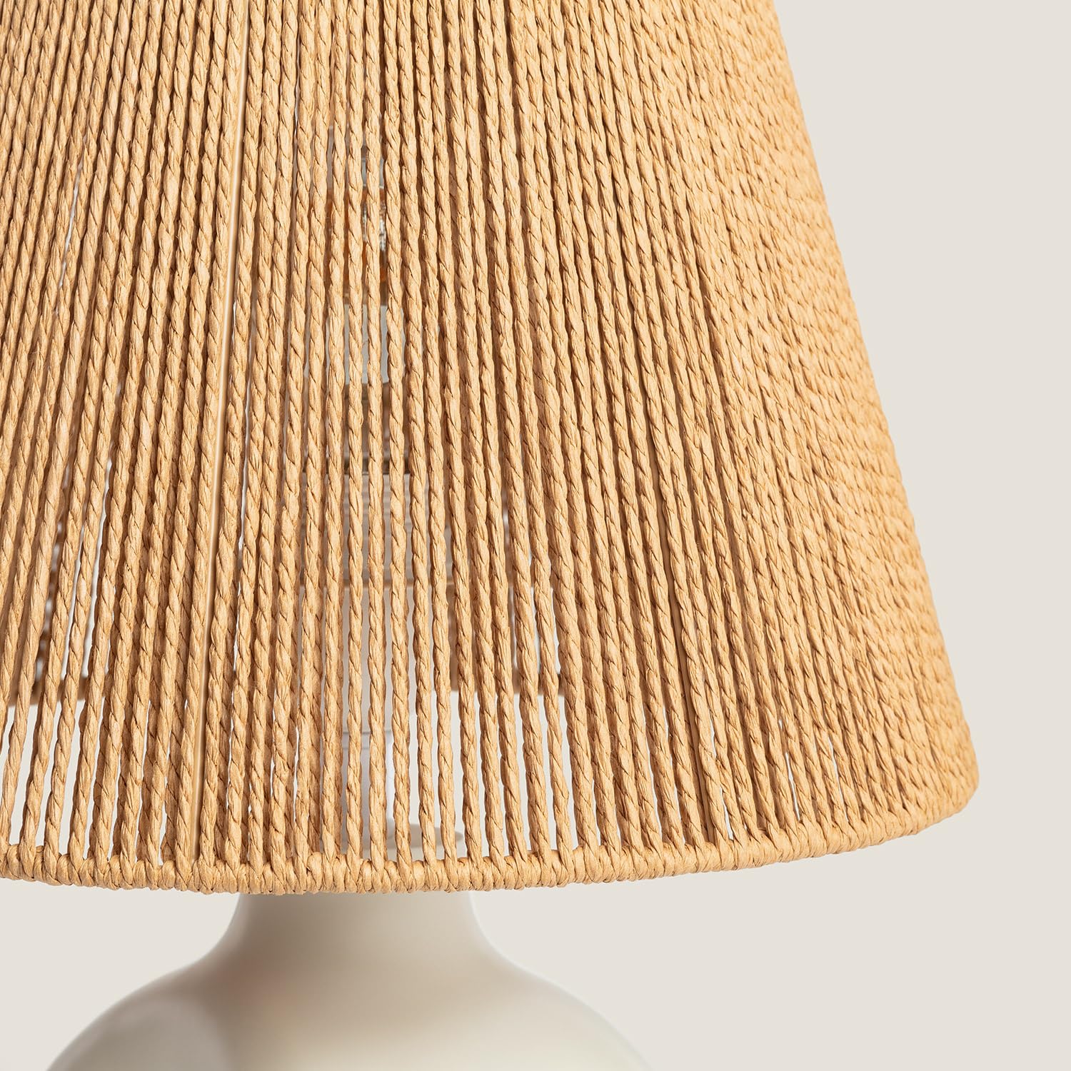 LEDKIA LIGHTING Lampe à Poser Papier Tressé et Résine Otilia Blanc