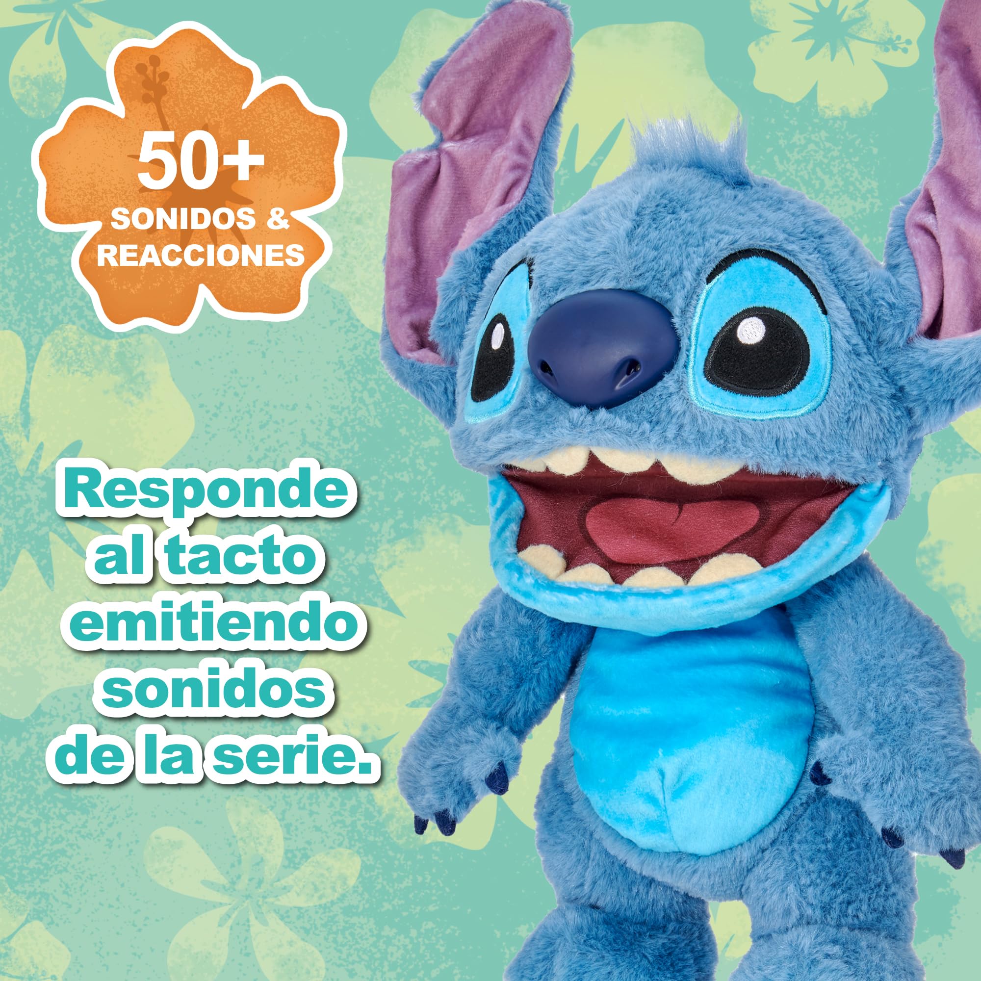 Disney Chatty Stitch Deluxe Puppetronic, Peluche del Amigo de Lilo, Peluche Interactivo con Funcionamiento de Marioneta, 50+ Movimientos y Sonidos, 6+ años, Famosa (RE001000)