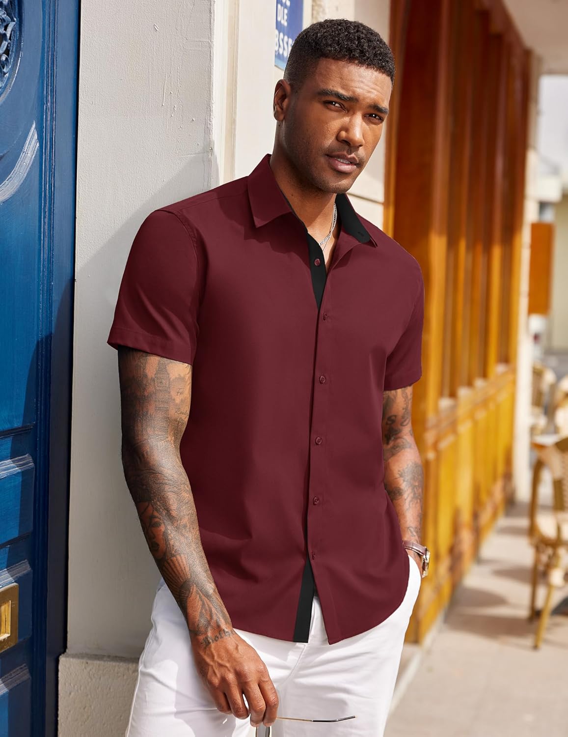 COOFANDY Men's Short Sleeve Button Down Shirts Casual Summer Dress Untucked Shirts - Image 3