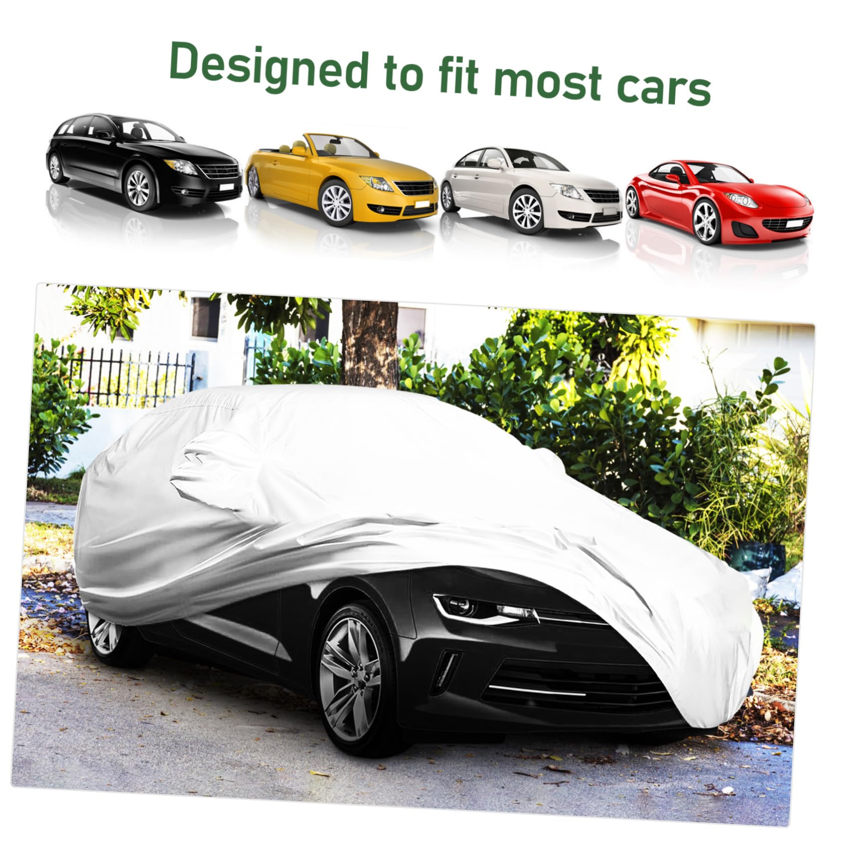 MUCKLILY 170t Car for Weather Silver-Coated Material Sun and for Suvs Easy to Use Indoor and Outdoor Vehicle — view 4