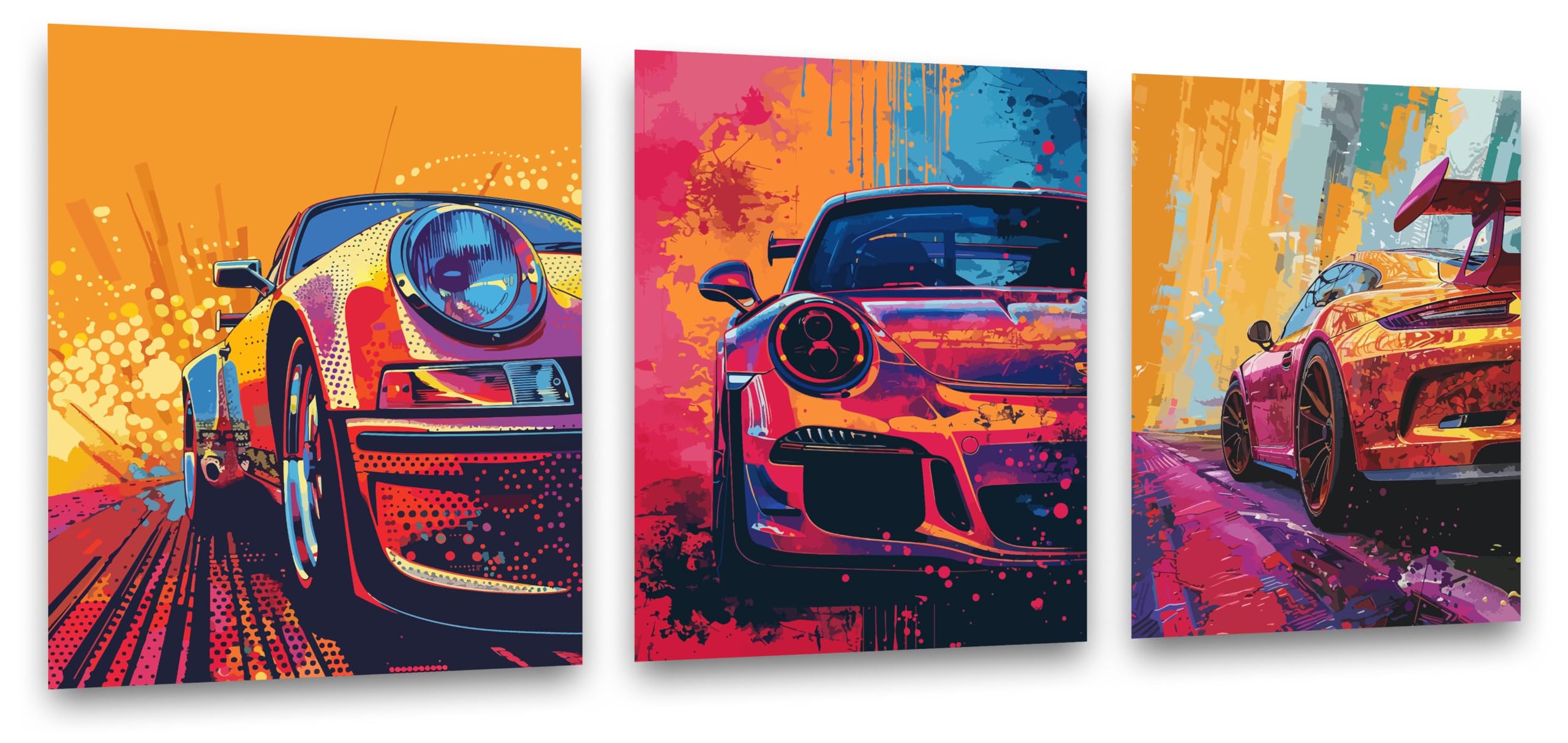 Inspirational Wall Art Co. - Courage | Set of 3 2023 Porsche 911 - Car Posters for Boys Room - Car Wall Decor - Car Room Decor - Car Posters for Men | 8x10 Inches Unframed