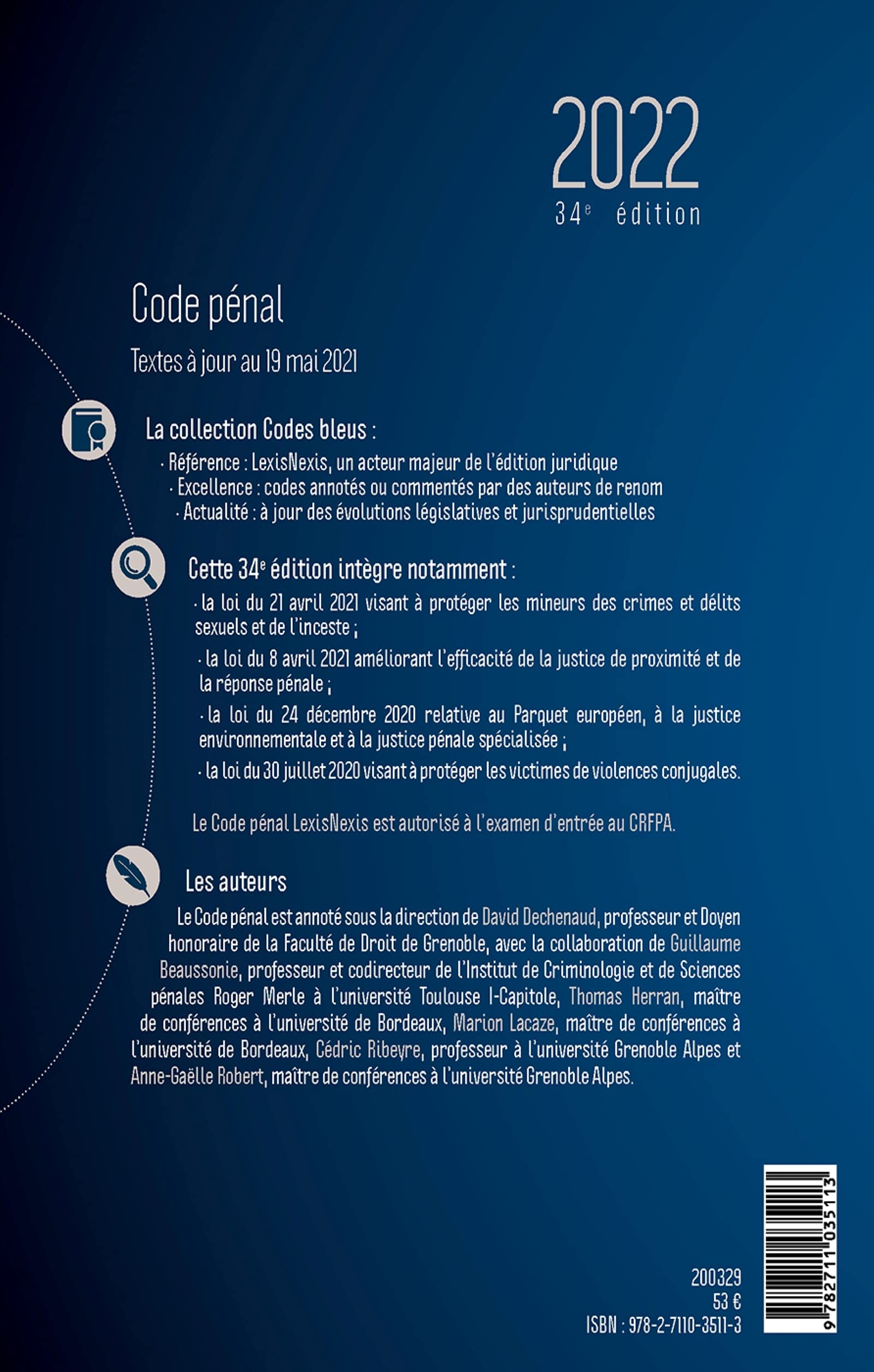 Code pénal 2022: Inclus : Code de la justice pénale des mineurs
