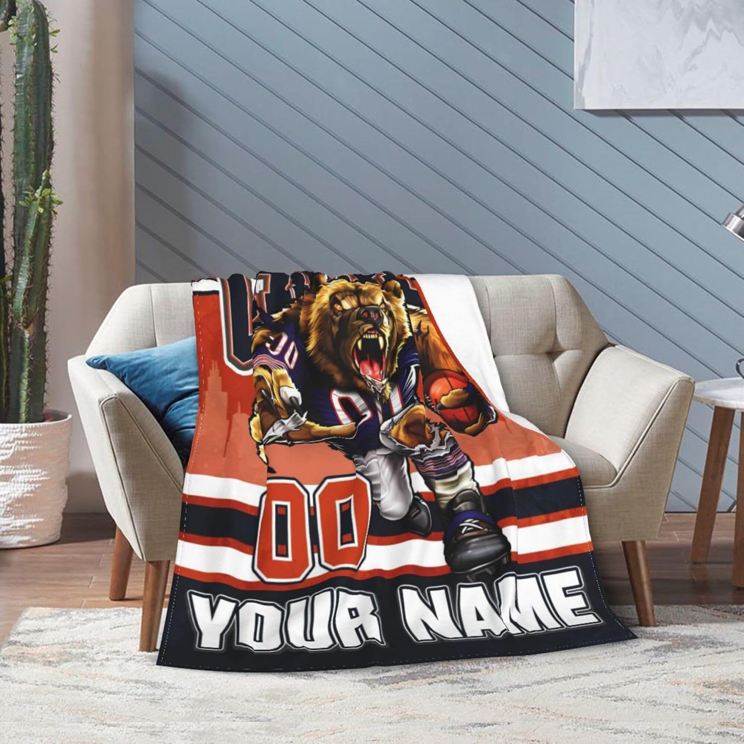 Throw Blanket Custom Football City Blanket for Men Women – Personalized Name & Number Flannel Blanket Fans Gifts for Bed, 60" x 50" - Image 8