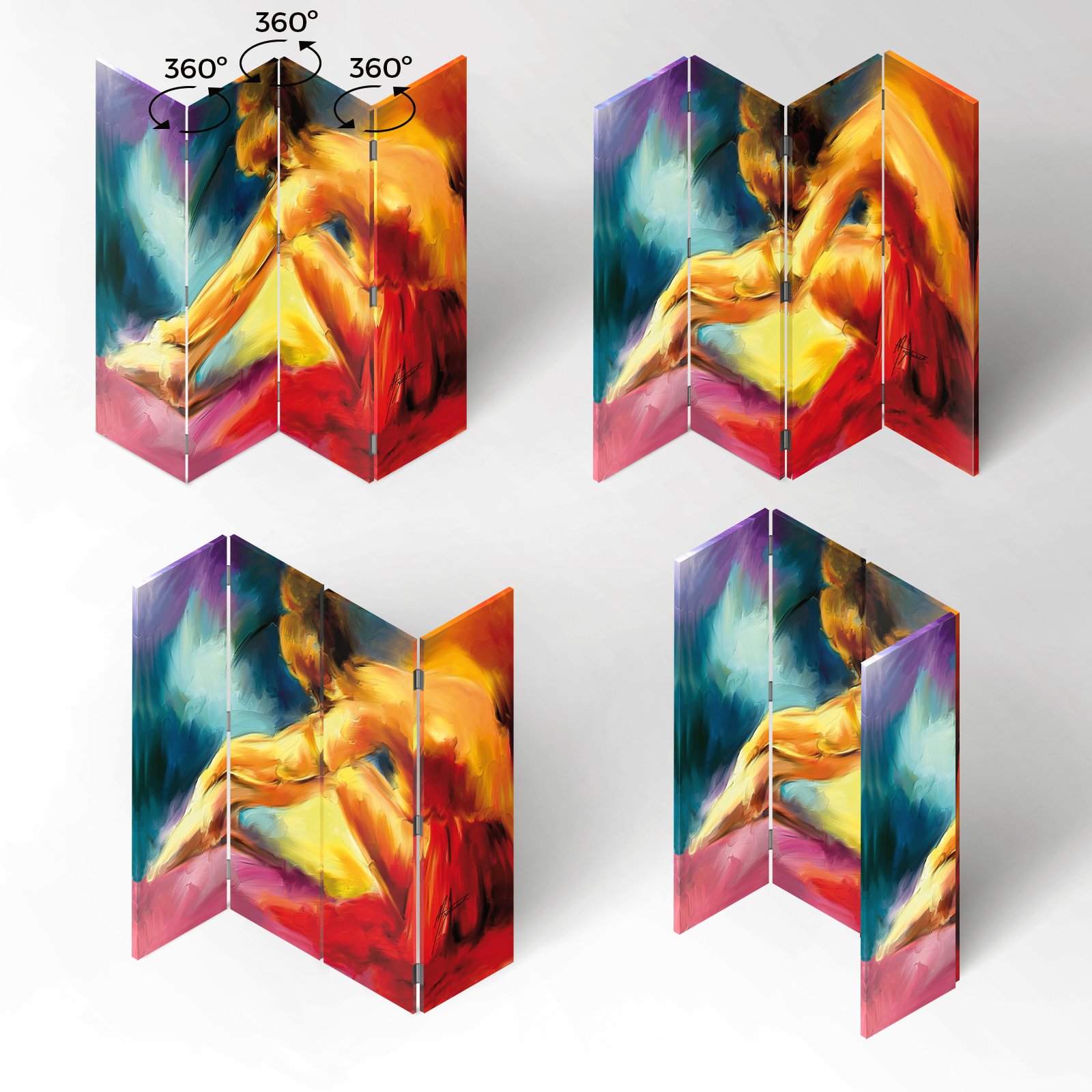 Paravent Femme Séparateur à Inversion de Sens Rouge 145x180 cm