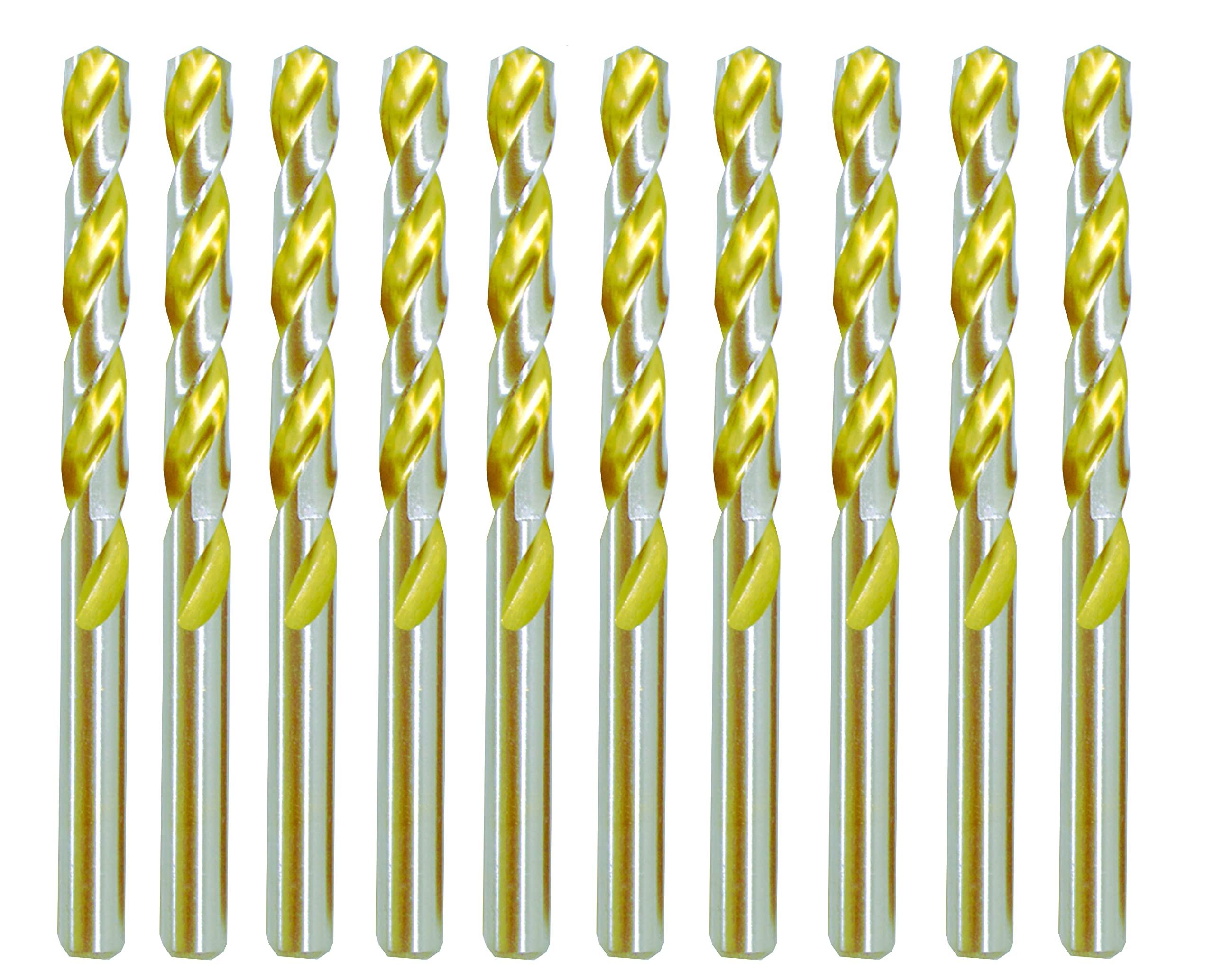 MAX-CRAFT HSS Drill Bit Set 7/32 Inch 10Pcs Titanium Nitrided Jobber Twist Drill Metal Steel