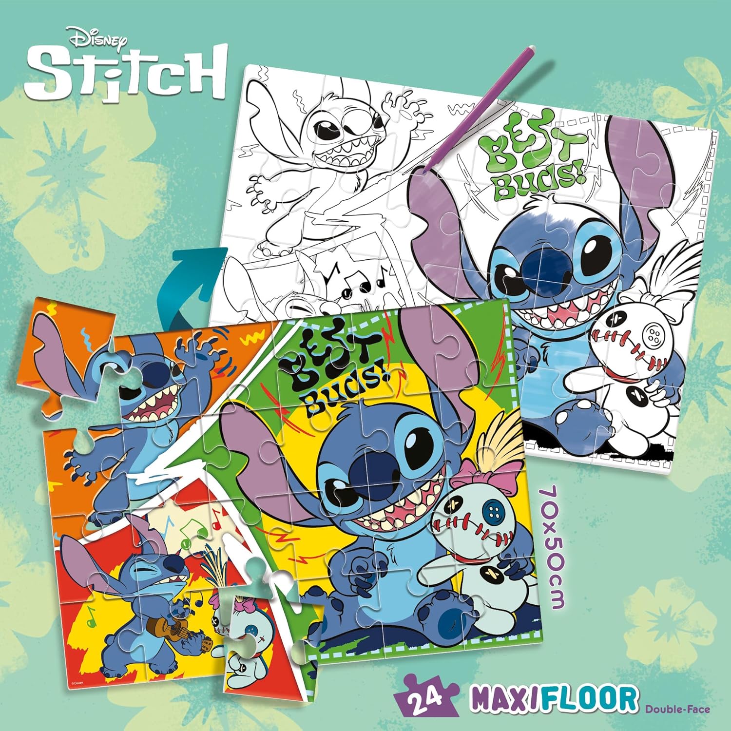 Lisciani Giochi 109760 Disney Puzzle df Maxi Floor 24 lilo & Stitch