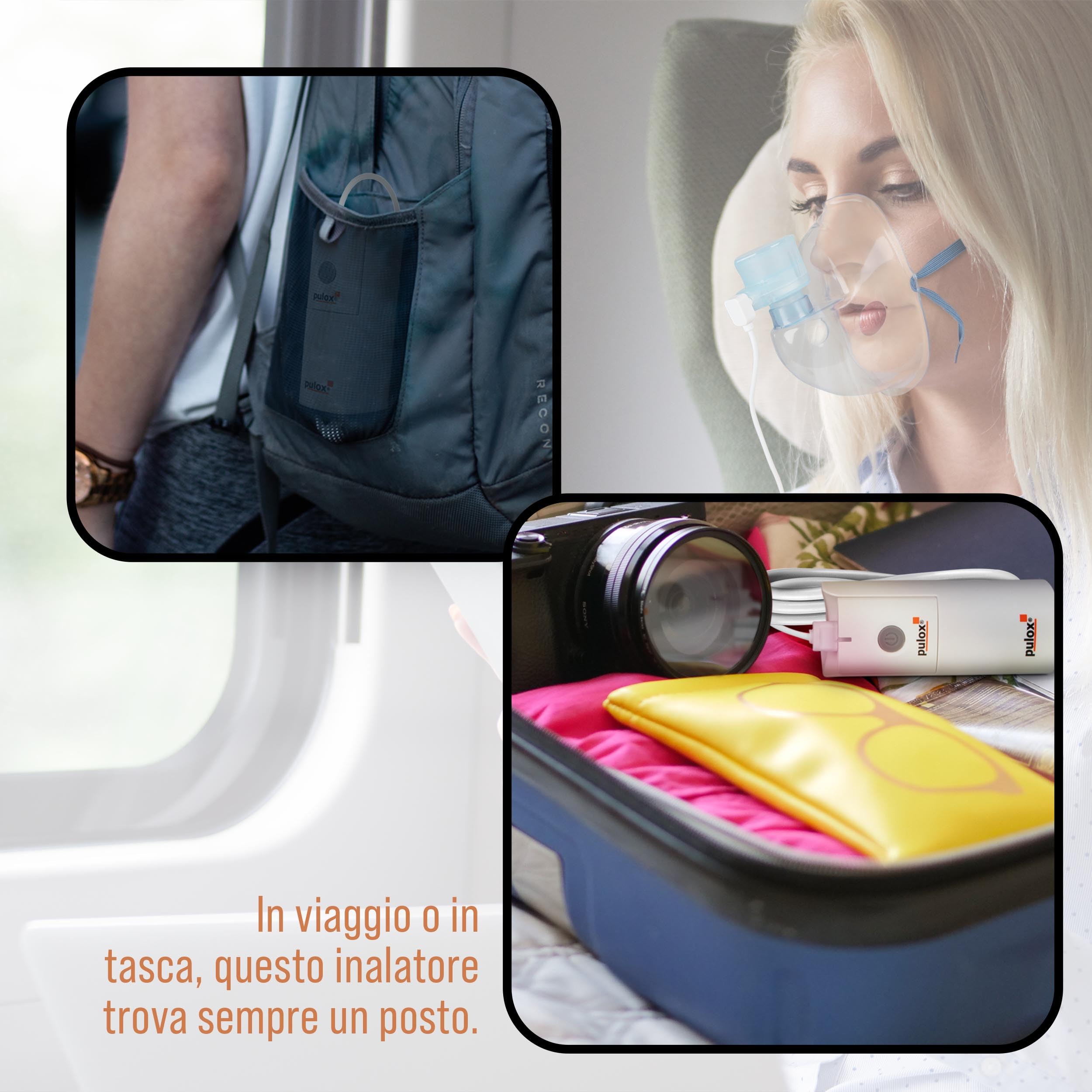 Pulox IN-200 Vapo Aerosol Portatile - Inalatore elettrico portatile - Nebulizzatore silenzioso con set di accessori per bambini e adulti con raffreddore