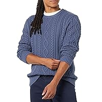Amazon Essentials Maglione da Pescatore Girocollo a Coste a Manica Lunga in Cotone 100% Uomo