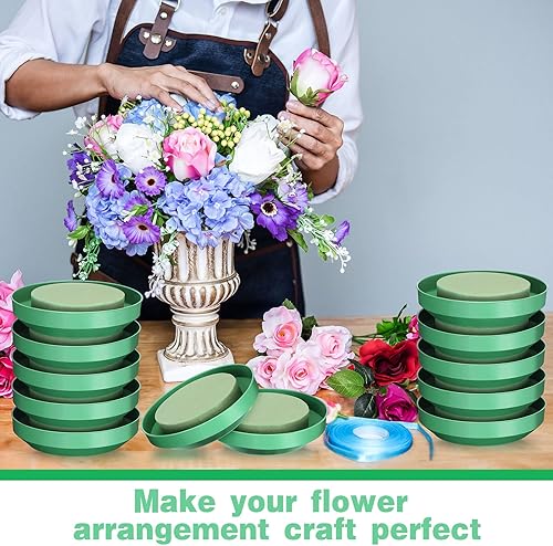 Miniatura 5 de Kit de 12 piezas de espuma de flores con cuenco de 6.5 pulgadas, grandes bloques de espuma florales redondos, kit de arreglos florales de bricolaje,