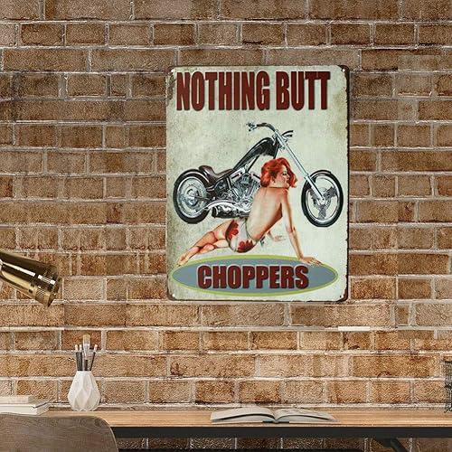 Miniatura 2 de SUMIK Nothing Butt Choppers - Cartel de metal para motocicleta, cartel de metal para decoración de pared para el hogar