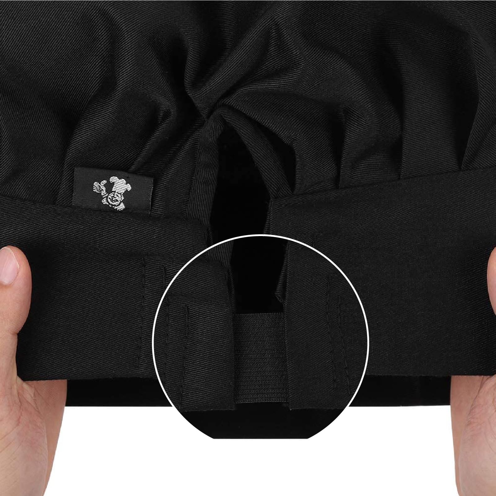 CREATCABIN Toque Chef Adulte Réglable Élastique Boulanger Cuisine Traiteur Vêtements Cuisine Chapeau Cuisine Personnalisé Coton Casquette Chef Respirant pour Grillades Pâtisserie Barbecue Noir 30x23cm