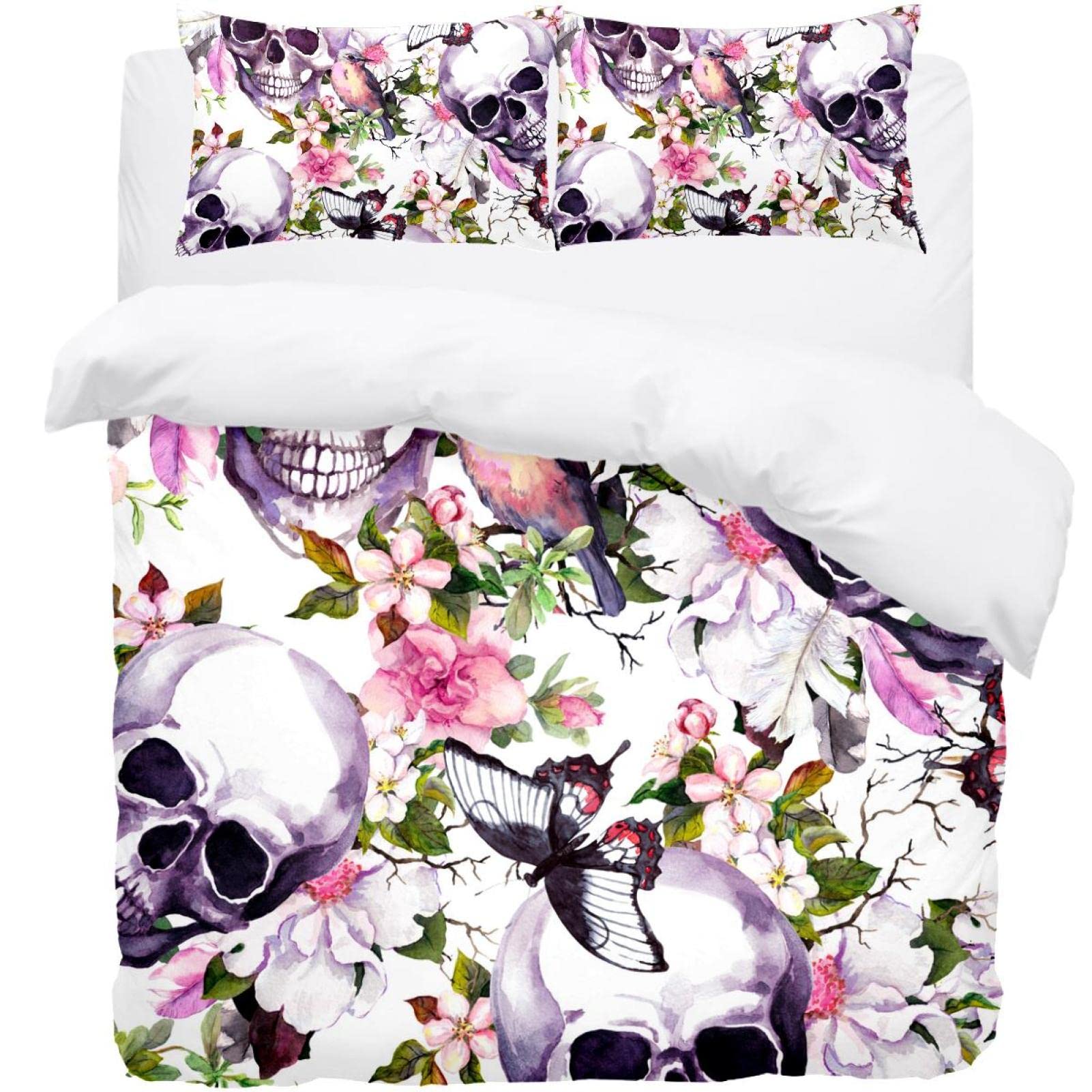 Housse de couette oiseau et fleur pour lit Queen size : ambiance nature