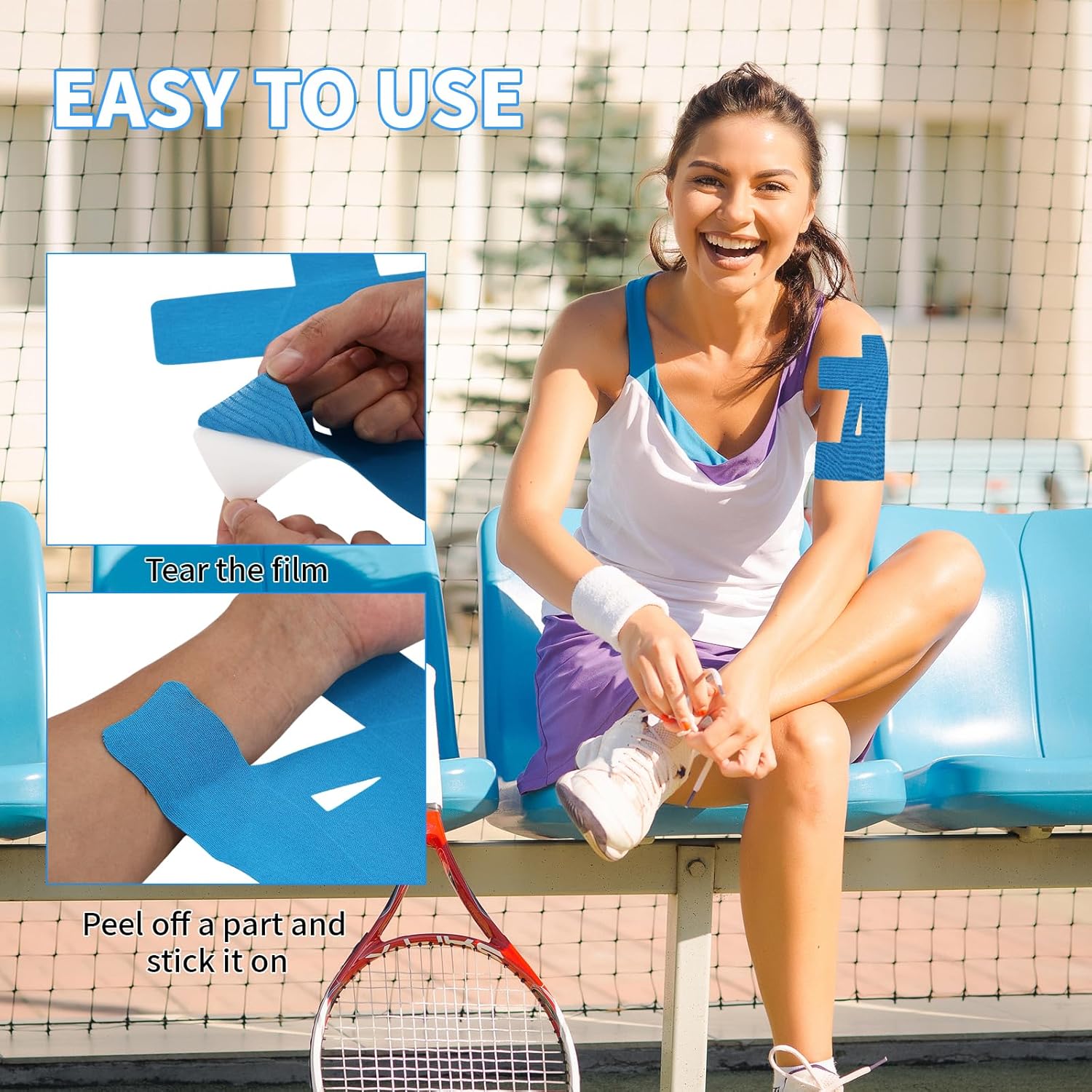 20PCS Kinesiology Tape for Shoulder, Shoulder Tape for Pain Relief Precut,Waterproof Breathable Shoulder Support & Stability Elastic, Latex-Free, Non-irritating to The Skin,Athletic Tape Four Colors - Image 8