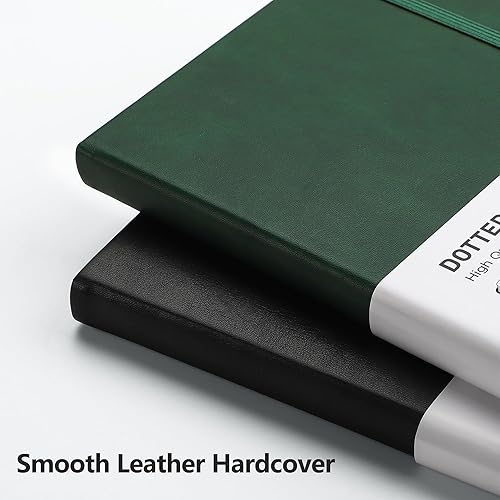 Miniatura 4 de RETTACY Cuaderno de diario de puntos con viñetas, 320 páginas numeradas, tamaño mediano A5 (5.7 x 8.3 pulgadas), tapa dura de cuero, papel grueso de