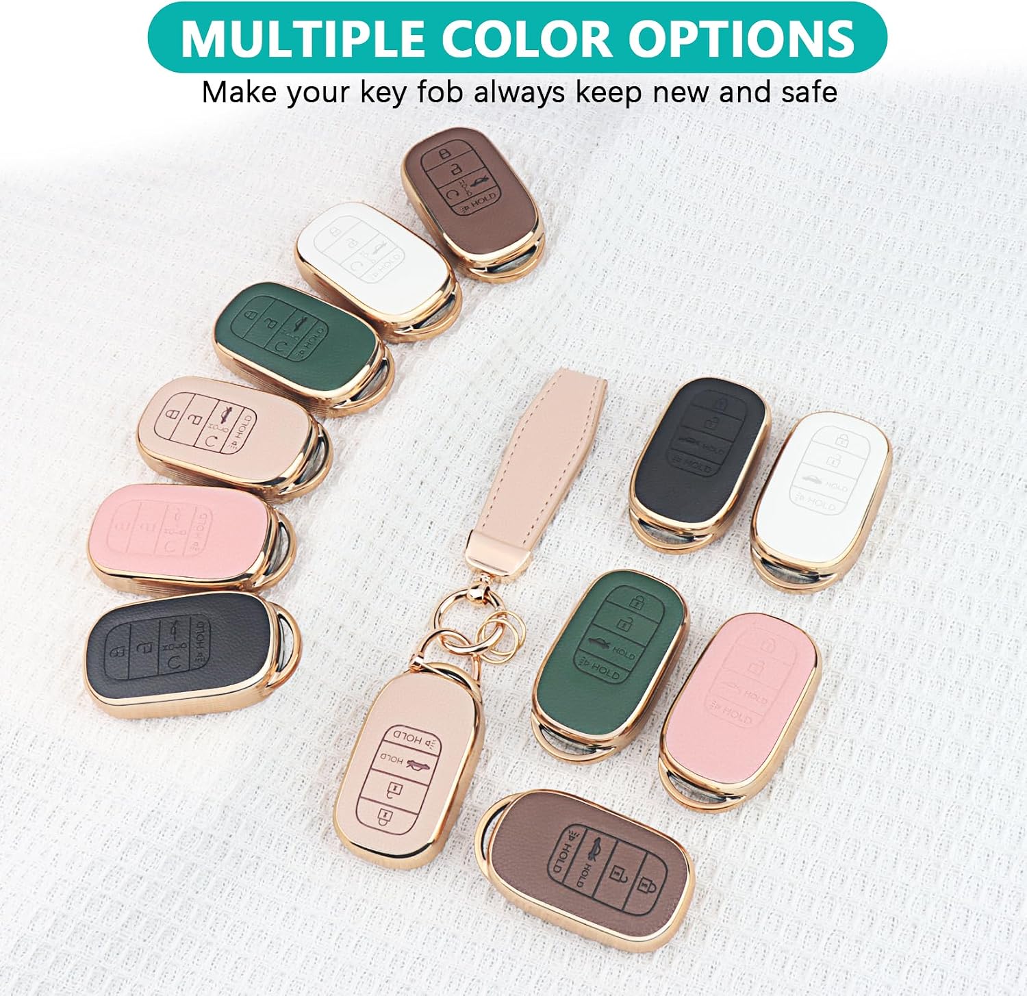 MILD EAST for Honda Key Fob Cover, Luxury Leather & Soft TPU Key Cover Case Compatible with Honda 2022-2026 Accord Civic Hrv CRV Pilot ,Not for Flip Keys(Cream,5buttons)