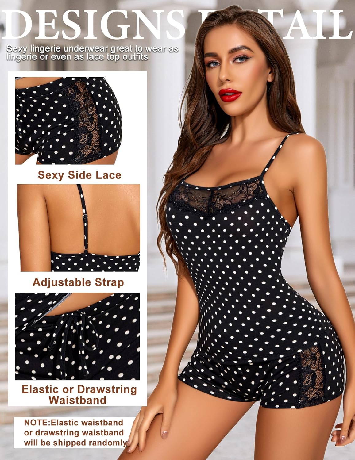 Avidlove Women Sleepwear Lace Pajamas Set Shorts Nightwear Camisole Short Sets - Image 3