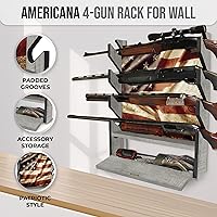 Vista 2 de Rush Creek Creations Gun Rack, Wall Mount Gun Rack for Rifles or Shotguns, Patriotic American Flag Design, Additional Storage for Gun Accessories
