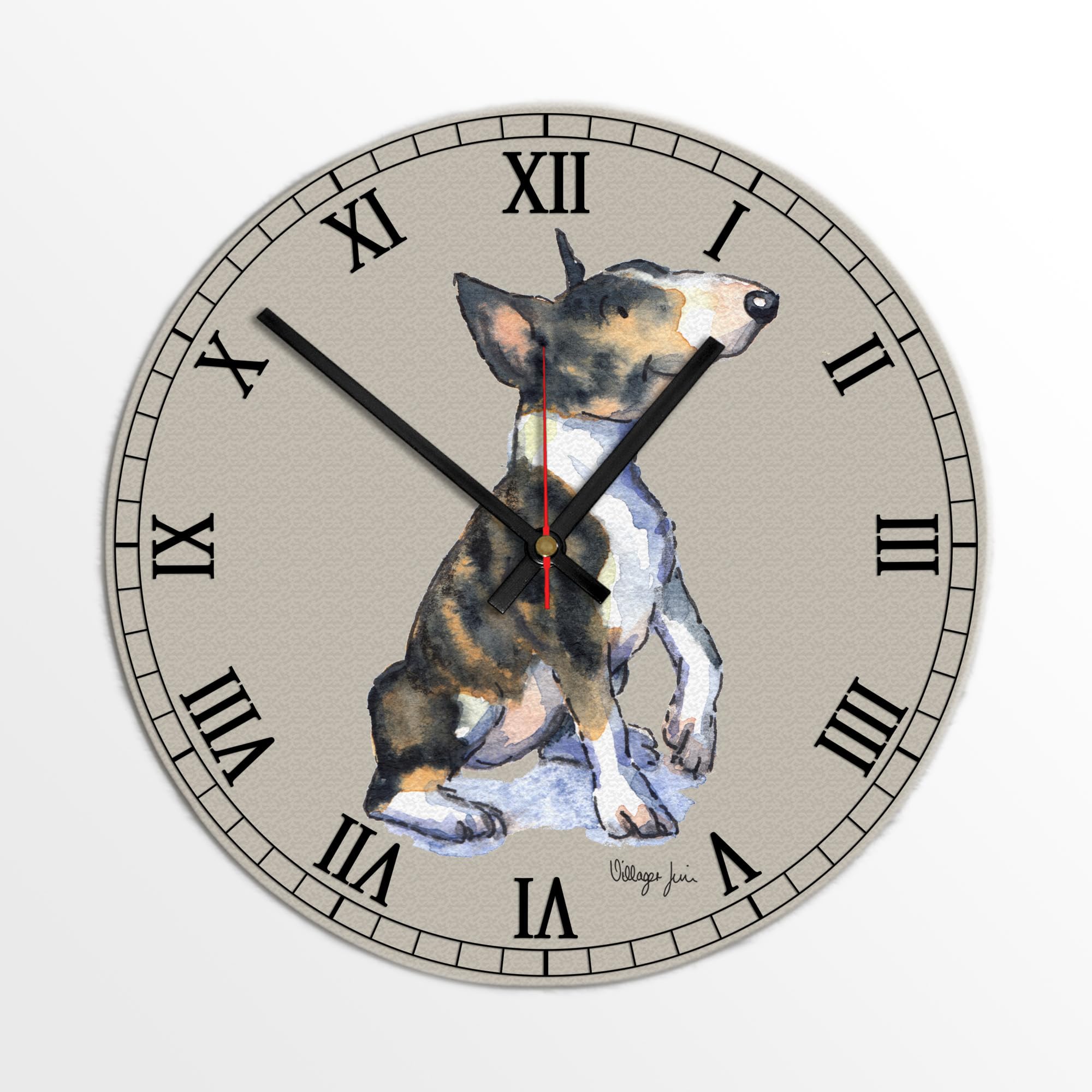 Image Industry Bull Terrier Clock - Glass Clock - Wall Clock - Dog Lovers - Dog Gift