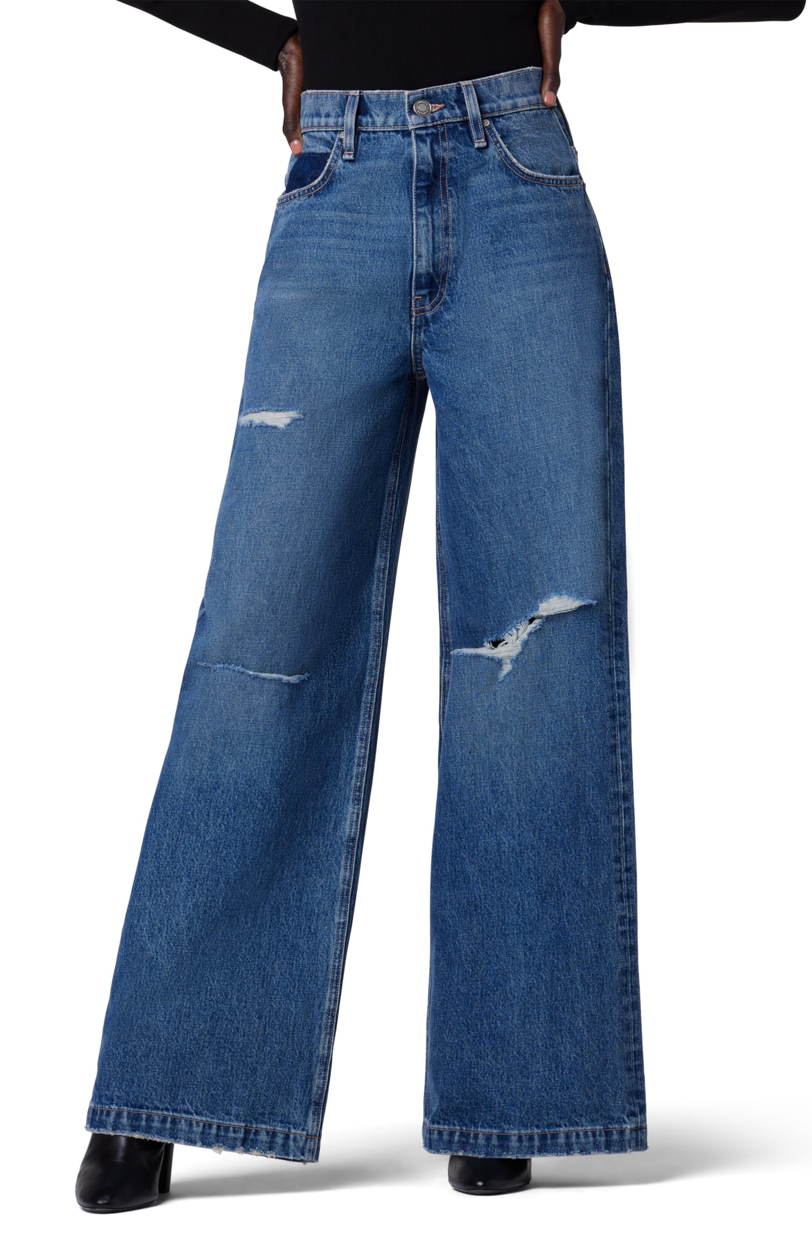 Hudson Womens James High Rise Wide Leg Jean