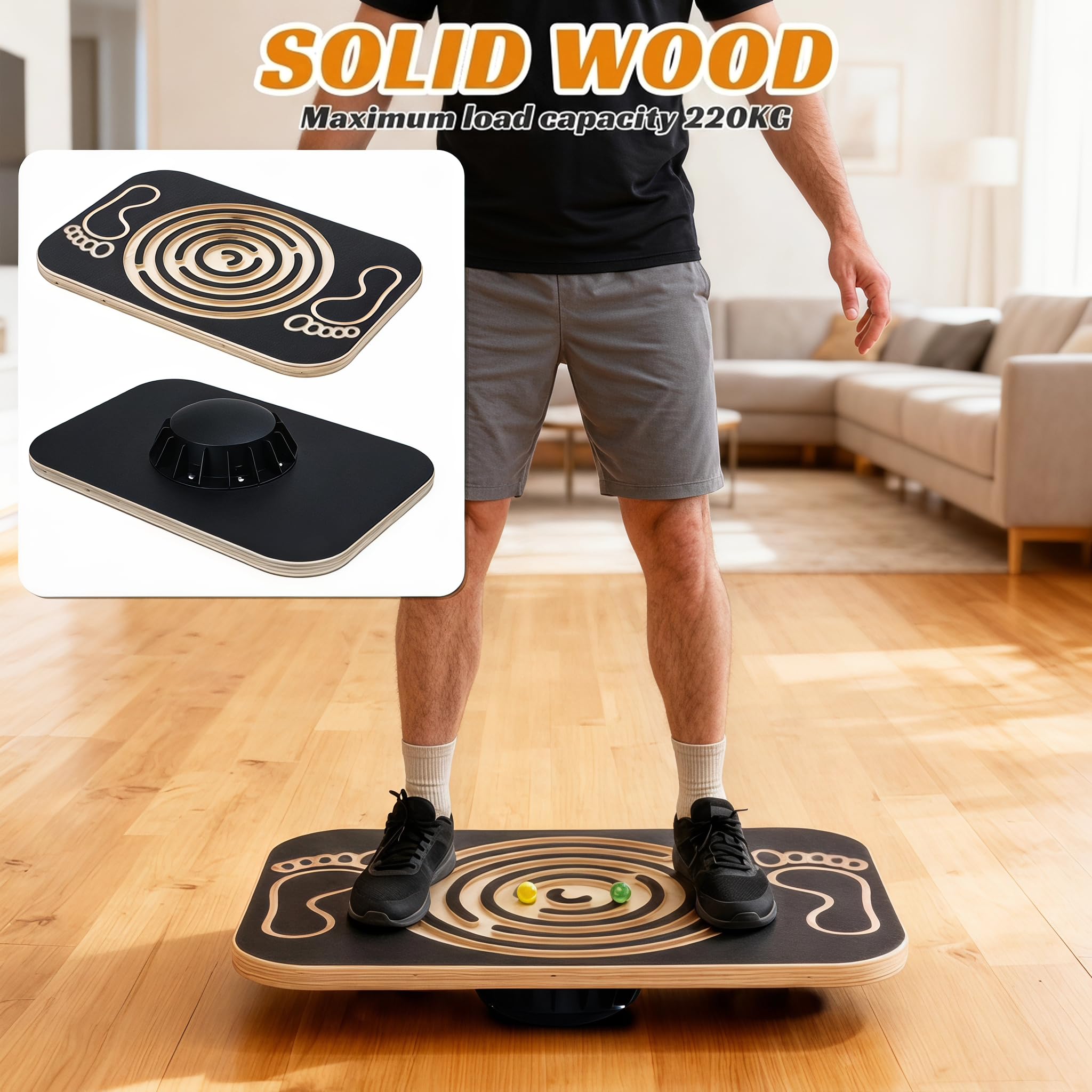 Balance Board in legno con labirinto a sfere integrato Tavola oscillante per l'allenamento dell'equilibrio, per interni ed esterni Attrezzi per l'equilibrio per giochi, sport e yoga