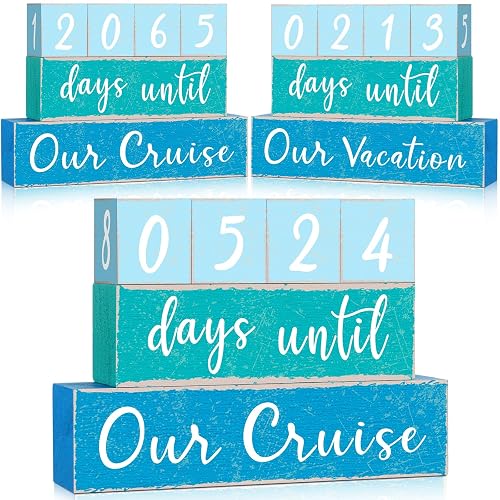 Lineshading 6 Pcs Ocean Wooden Countdown Calendar Blocks Summer Cruise