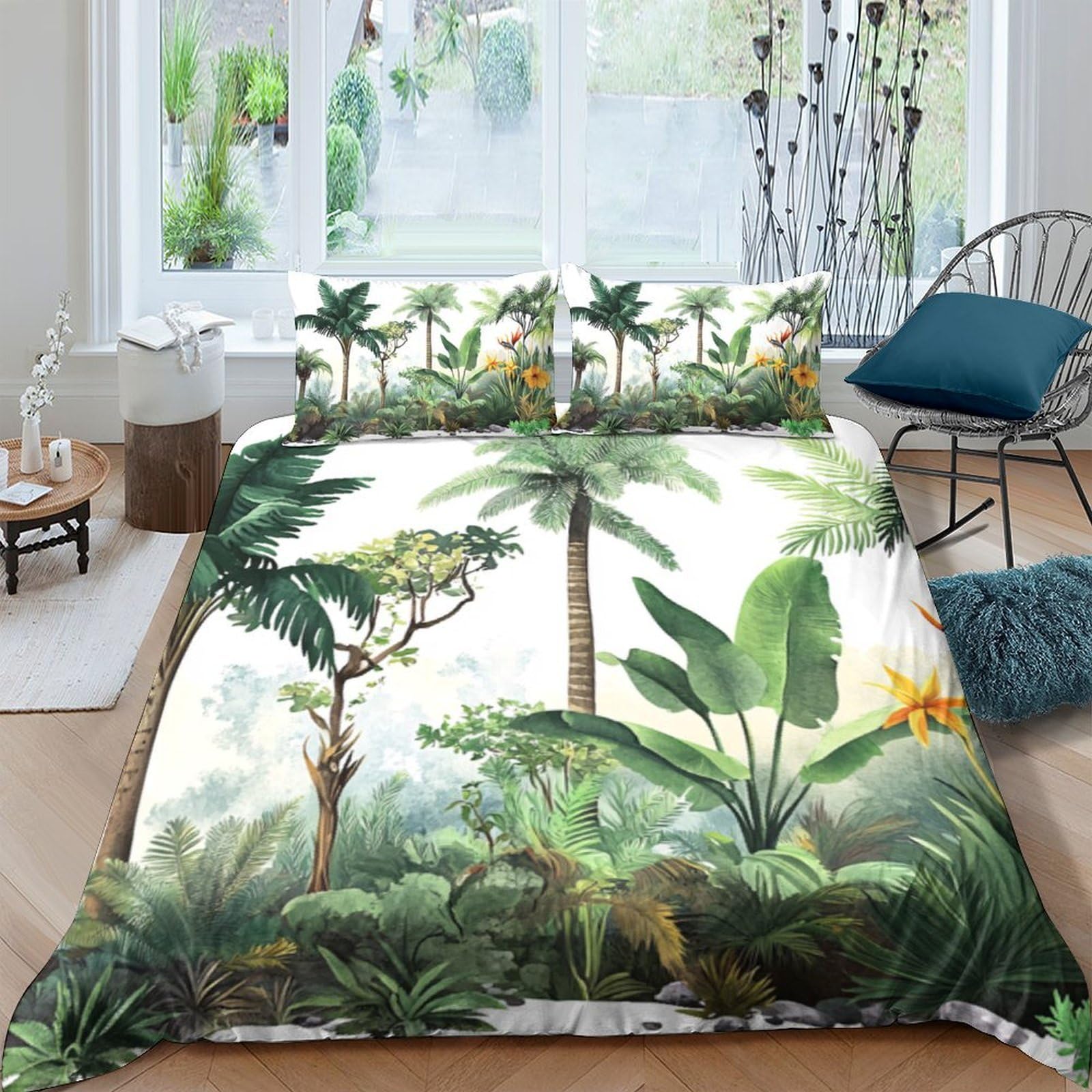 Ctjqhvkz Style-9 3D Printed Tropical Jungle Fitted Sheet Microfiber Soft Breathable Rainforest Bed Cover For Bedroom Guest Room Decor Single（135X200cm）