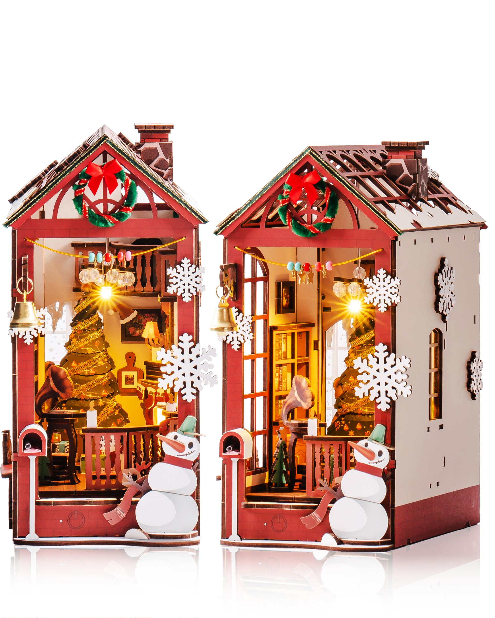 Rolife Book Nook Kit Maison Miniature à Construire Diy Maquette Adulte avec LED Lumières Décoration de Bibliothèque Christmas Street Booknook Puzzle 3D Bois Serre-Livres Diorama Idée Cadeau TGC07