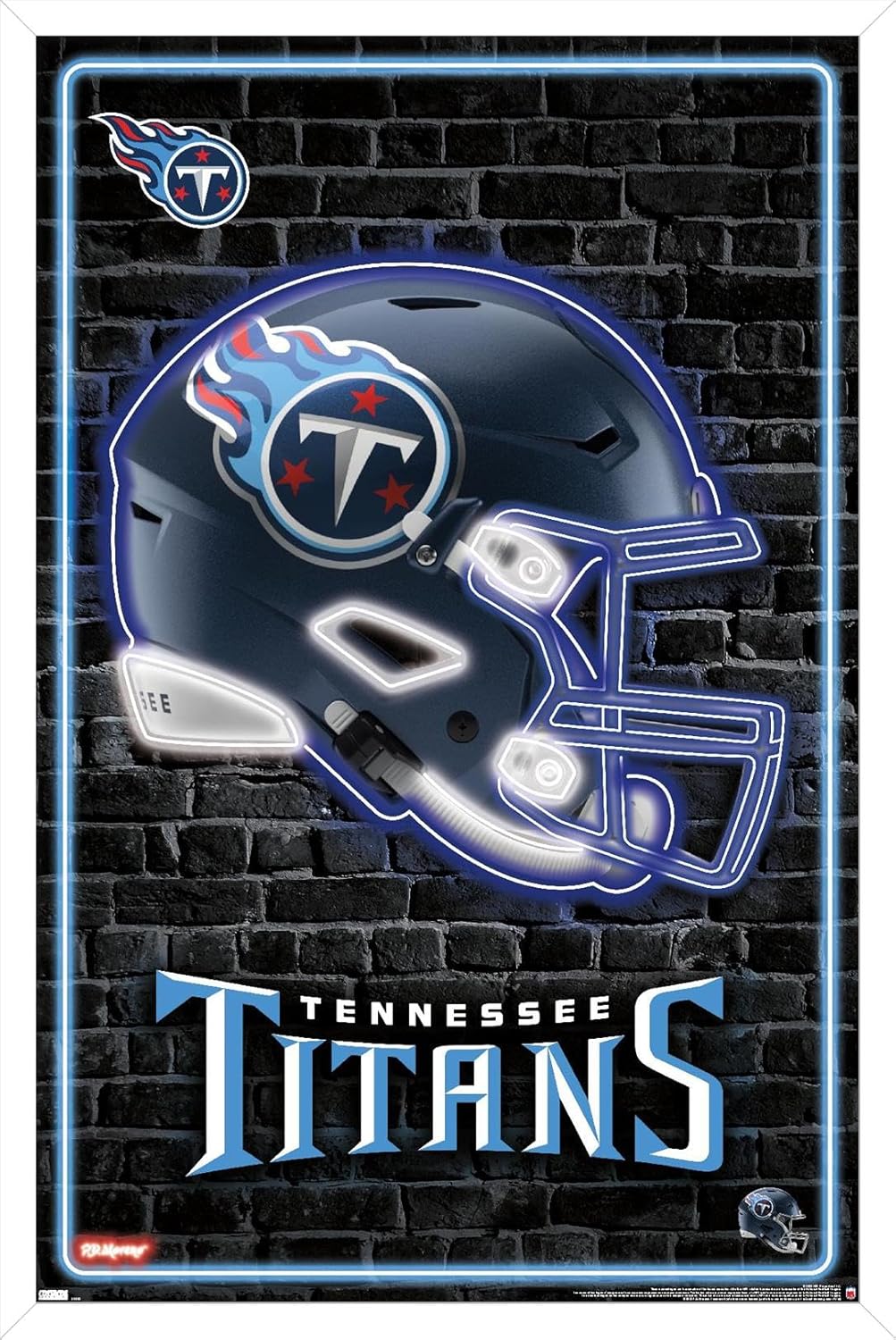 Trends International NFL Tennessee Titans - Neon Helmet 23 Wall Poster, 34L x 22.4W, White Framed Version