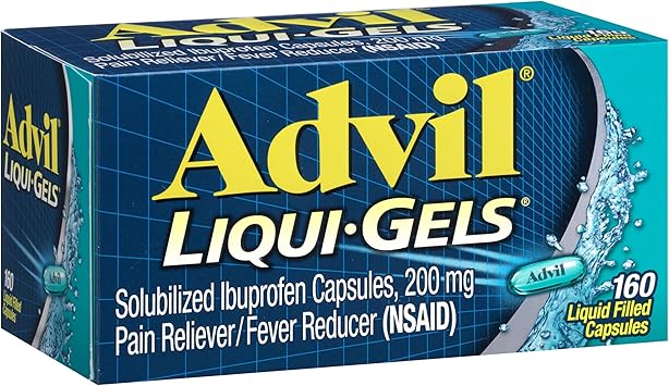Advil Liqui-Gels Pain Reliever and Fever Reducer, Pain Medicine for Adults with Ibuprofen 200mg for Headache, Backache, Menstrual Pain and Joint Pain Relief - 160 Liquid Filled Capsules