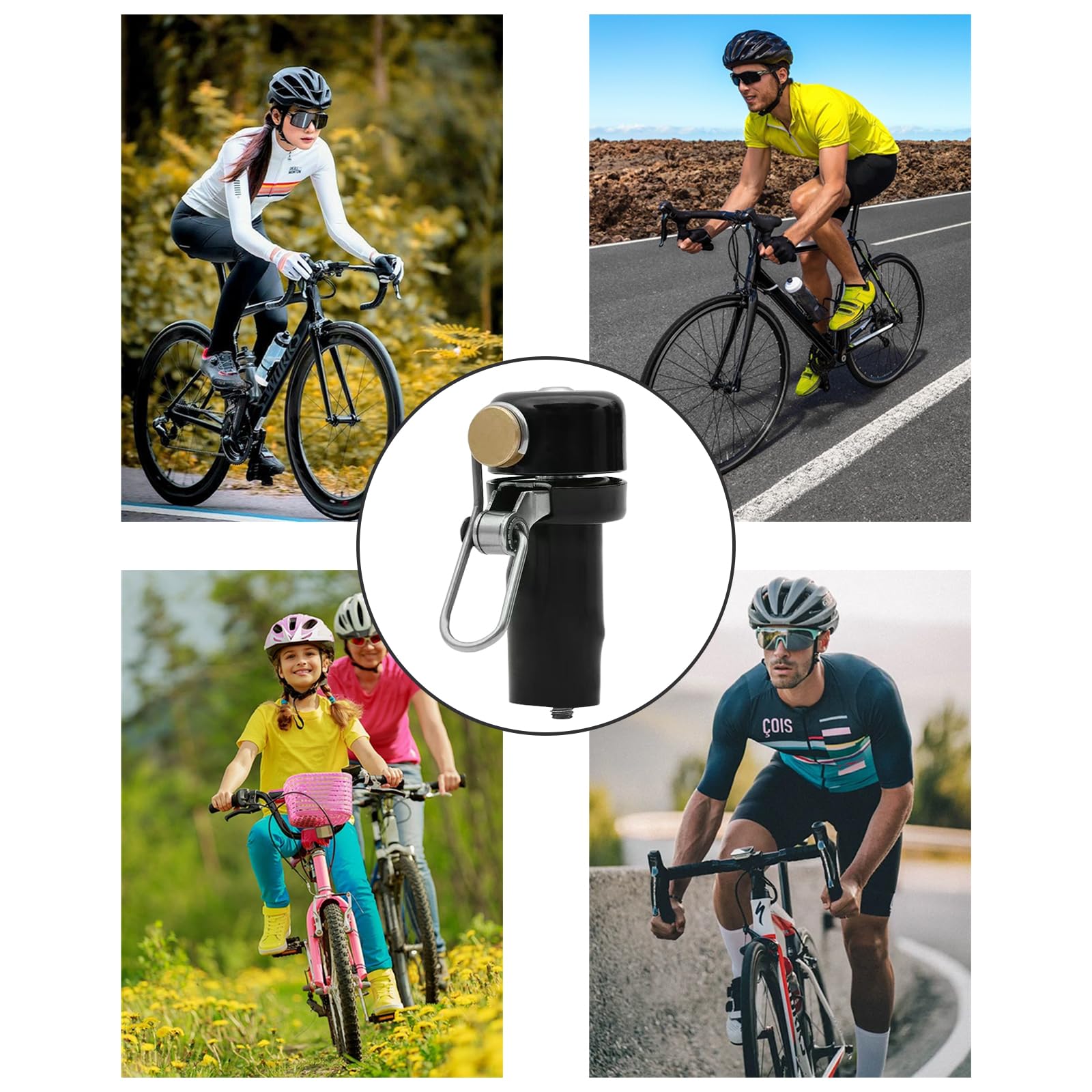 Campanello per bicicletta da strada, campanello per bicicletta, 2 in 1 mini campanello, compatibile con manubrio da 22,2 mm, campanello potente con suono chiaro e potente, per mountain bike e