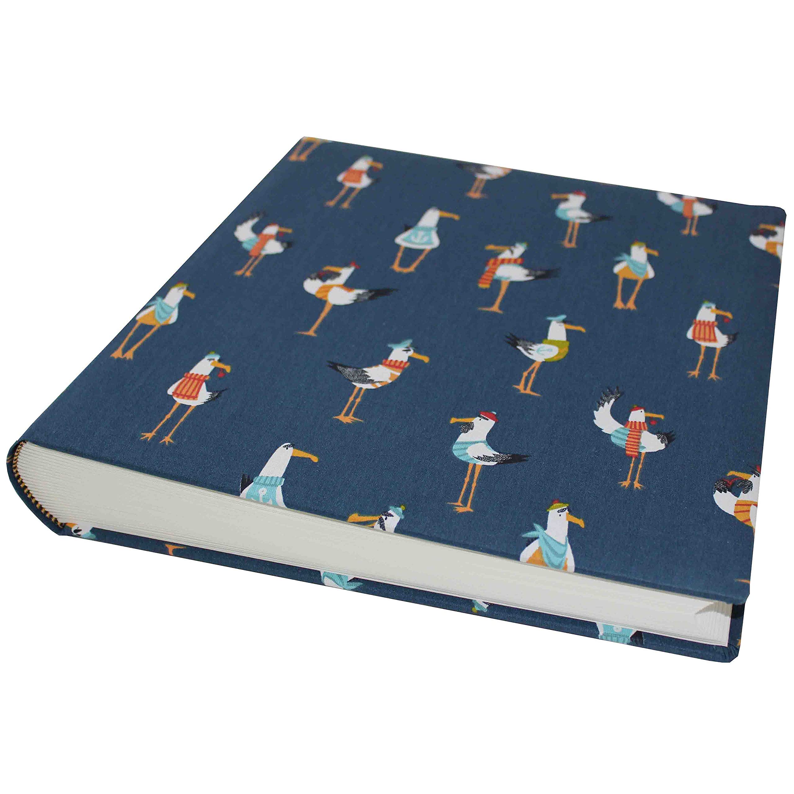 Álbum de fotos infantil con cubierta de tela de algodón azul, gran formato.