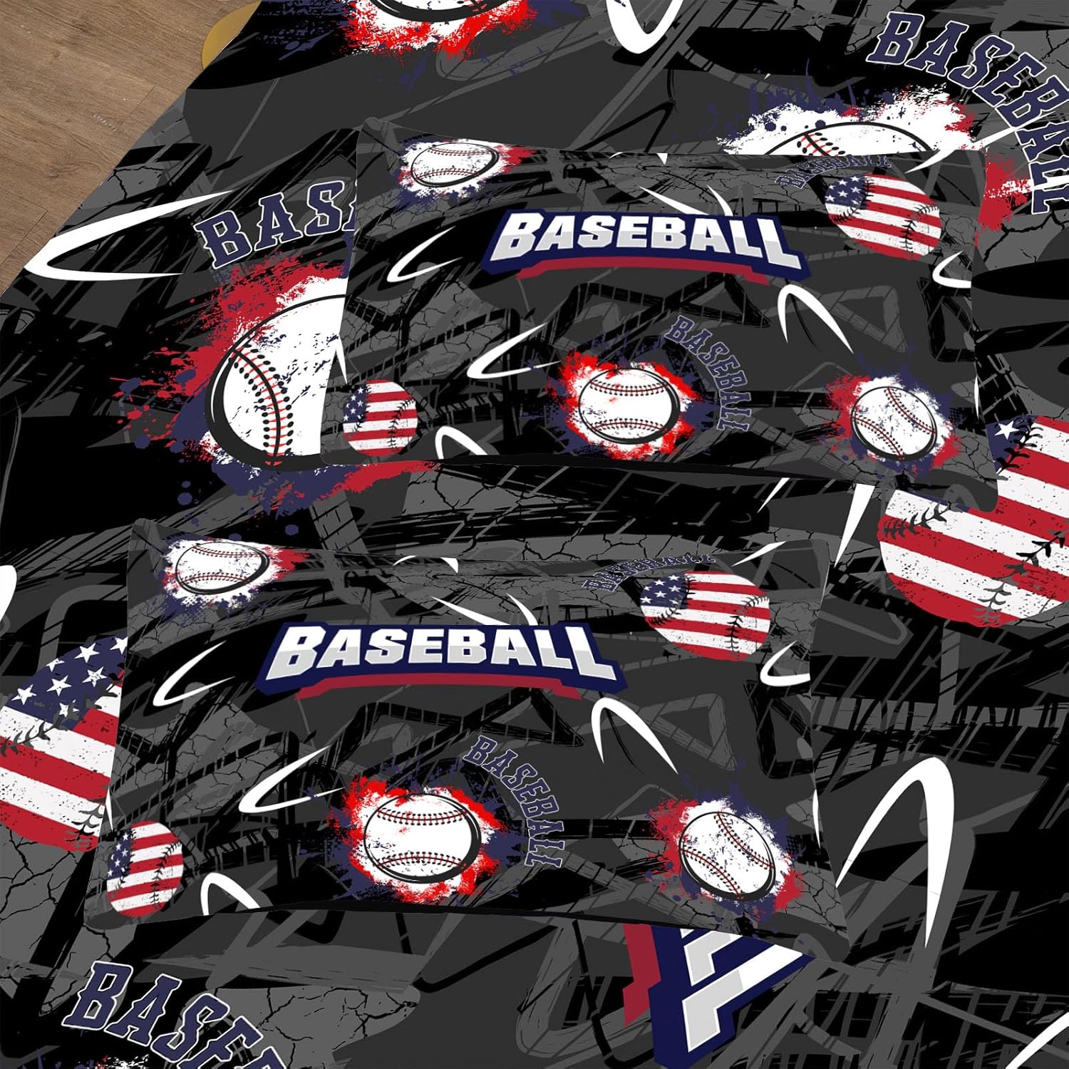 6pcs Baseball Comforter Set for Boys,Full Size Bedding Sets for Teen,Kids Comforter Set with 1 Quilt+1 Flat Sheet+1 Fitted Sheet+2 Pillowcases+1 Cushion Cover(Baseball-A Full)