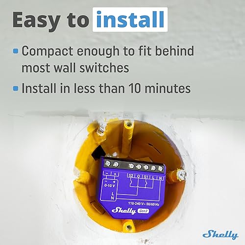 Miniatura 3 de Shelly Atenuador 01-10V PM Gen3  Atenuación inteligente WiFi con monitoreo de energía  Automatización del hogar  Compatible con Alexa y Google Home
