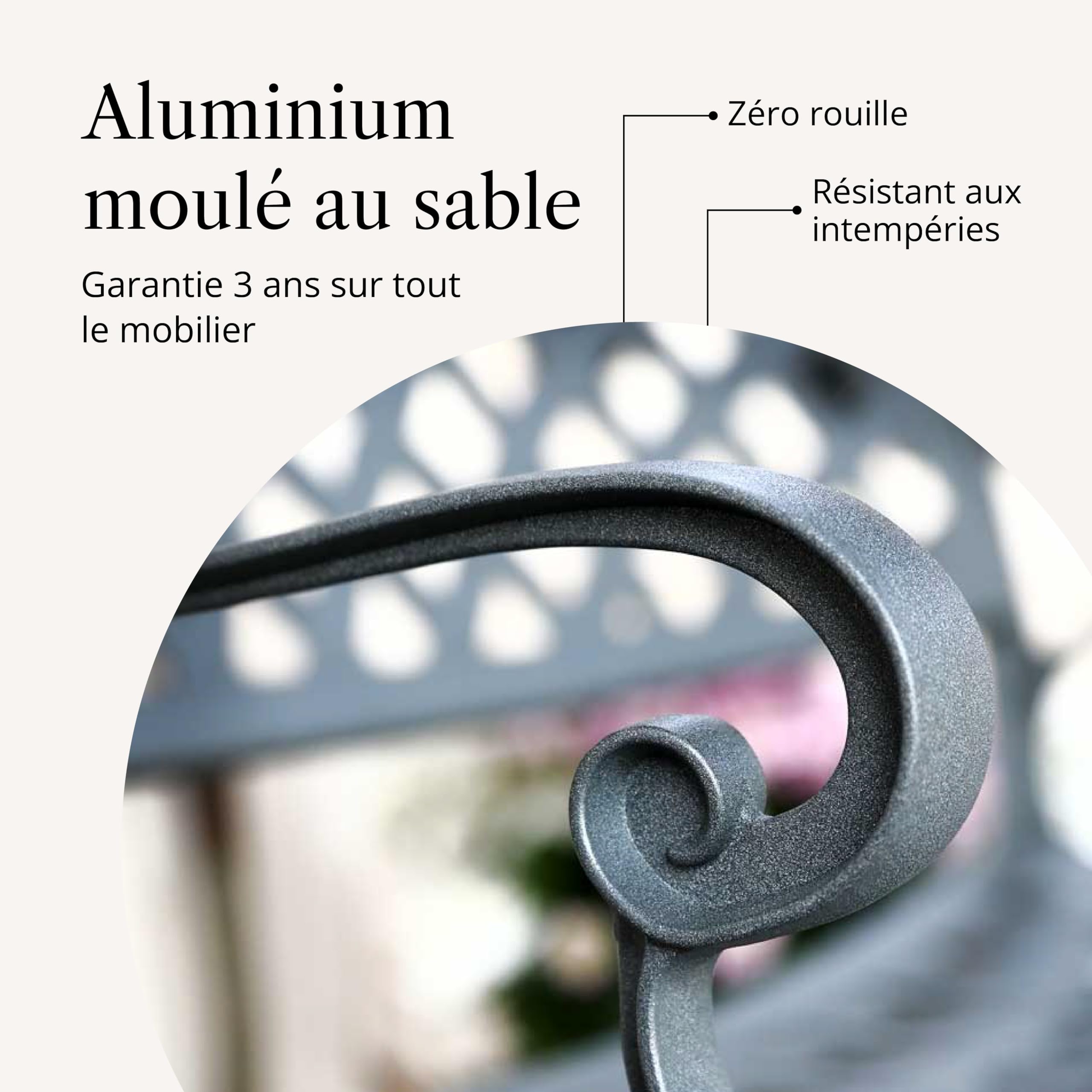 Lazy Susan Banc de Jardin en métal Jasmine | 2 Places | Banc de Jardin résistant aux intempéries | Aluminium moulé | Antirouille | Garantie 3 Ans | Finition Gris Ardoise
