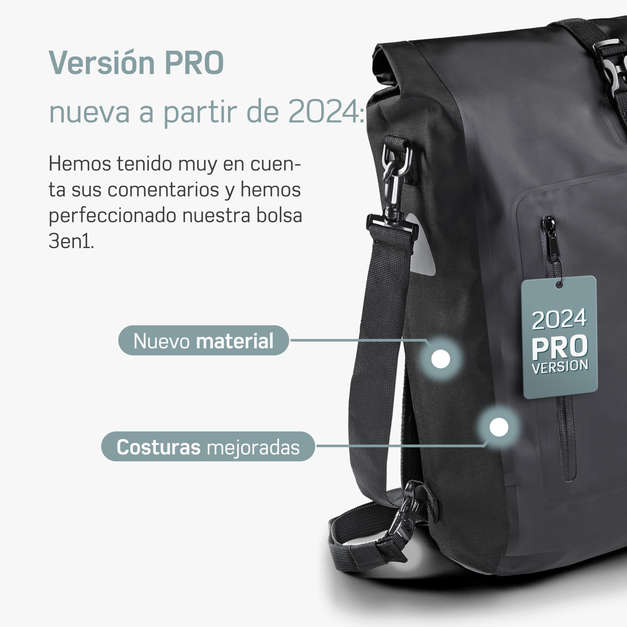 Borgen alforja para bicicleta para portaequipajes, 25 l, 100% impermeable, asa y correa para el hombro