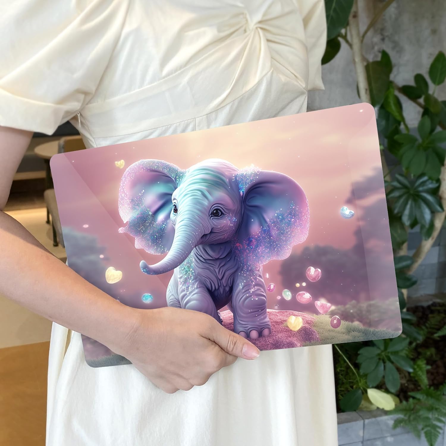 Case for MacBook Pro 16 inch 2019 2020 Released Model A2141 with Touch Bar, Plastic Laptop Hard Shell Case with Keyboard Cover & Trackpad Protector & 2 OTG Adapters, Lovely Elephant