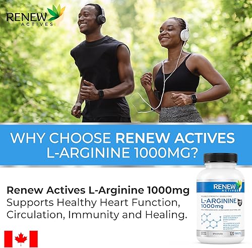 Miniatura 5 de Renew Actives Suplemento de L-arginina de 1000 mg para servir - Fuerza y resistencia, esencial para la síntesis de proteínas y la función muscular,
