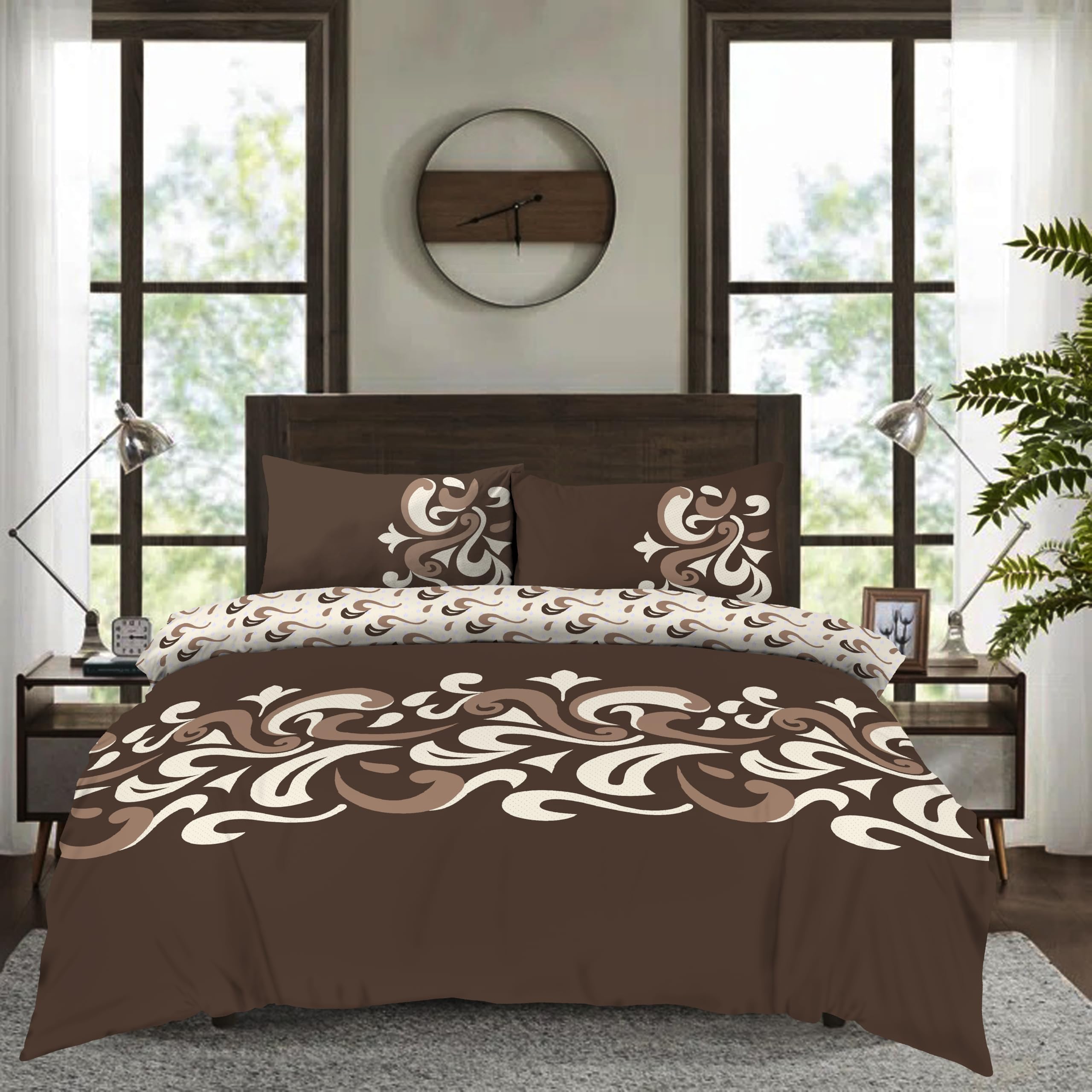 CHARKHAH Floral Duvet Cover Set Double – Polycotton Bedding Set with Fitted Sheet, 2 Pillowcases & Button Closure – Easy Care Fitted Sheet Quilt Cover Set — image 1