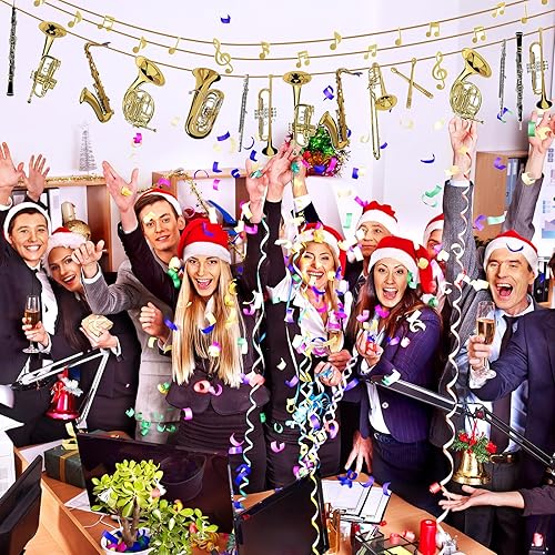 Miniatura 5 de Marspark 32 piezas de recortes de instrumentos musicales dorados, decoraciones de fiesta musical, recortes de papel de metal de imitación para banda