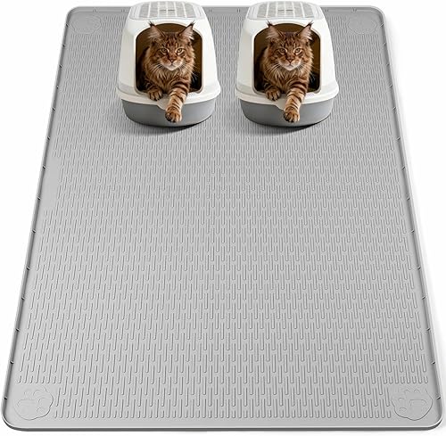 Miniatura 12 de Alfombrilla para Arena de Gatos, Extra Grande de 40" x 28" Alfombrilla de Silicona Alfombrilla Atrapa Arena para Control de Dispersión, Suave en las