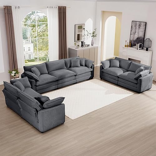 mikibama - Juego de sofá de 3 piezas de lujo, sofá de 3 plazas y sofá biplaza de 2 plazas, sofás modernos de pana cómodos en la nube para sala de