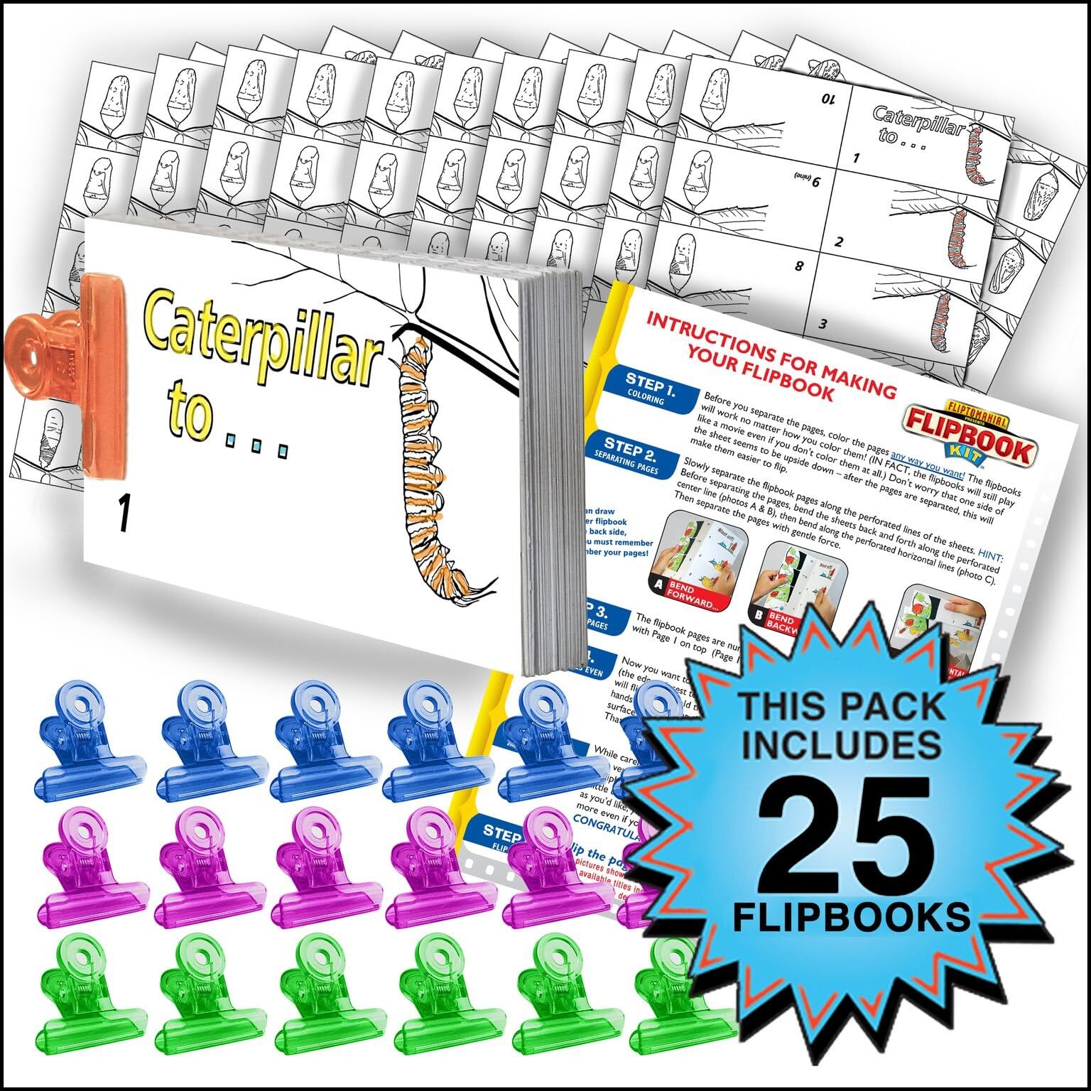 Fliptomania Butterfly Flipbook Animation Activity Pack - 25 Sets DIY Flip Books