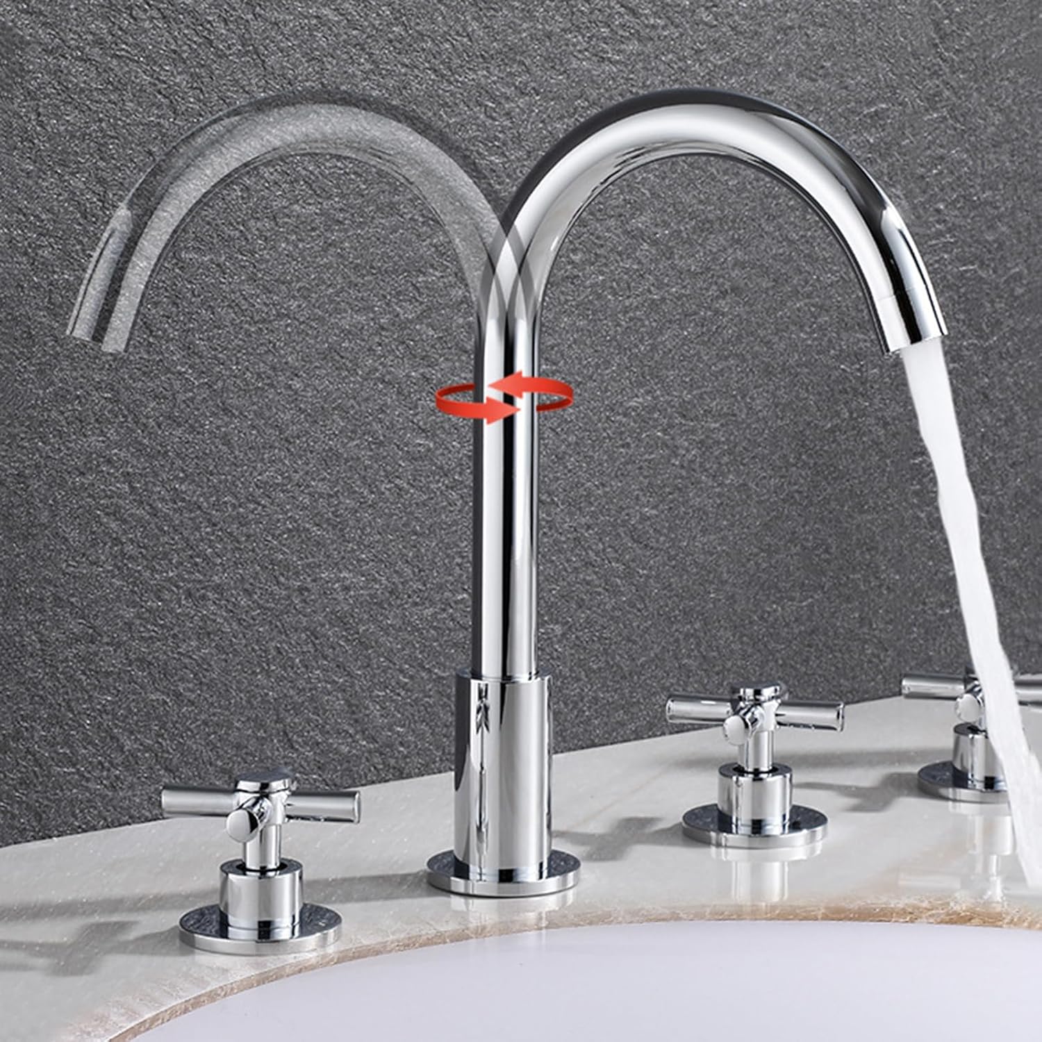 バスシャワーミキサー シャワーヘッド付き デッキマウントシャワーアタッチメント バスルームミキサー 浴槽用 クローム、B visio